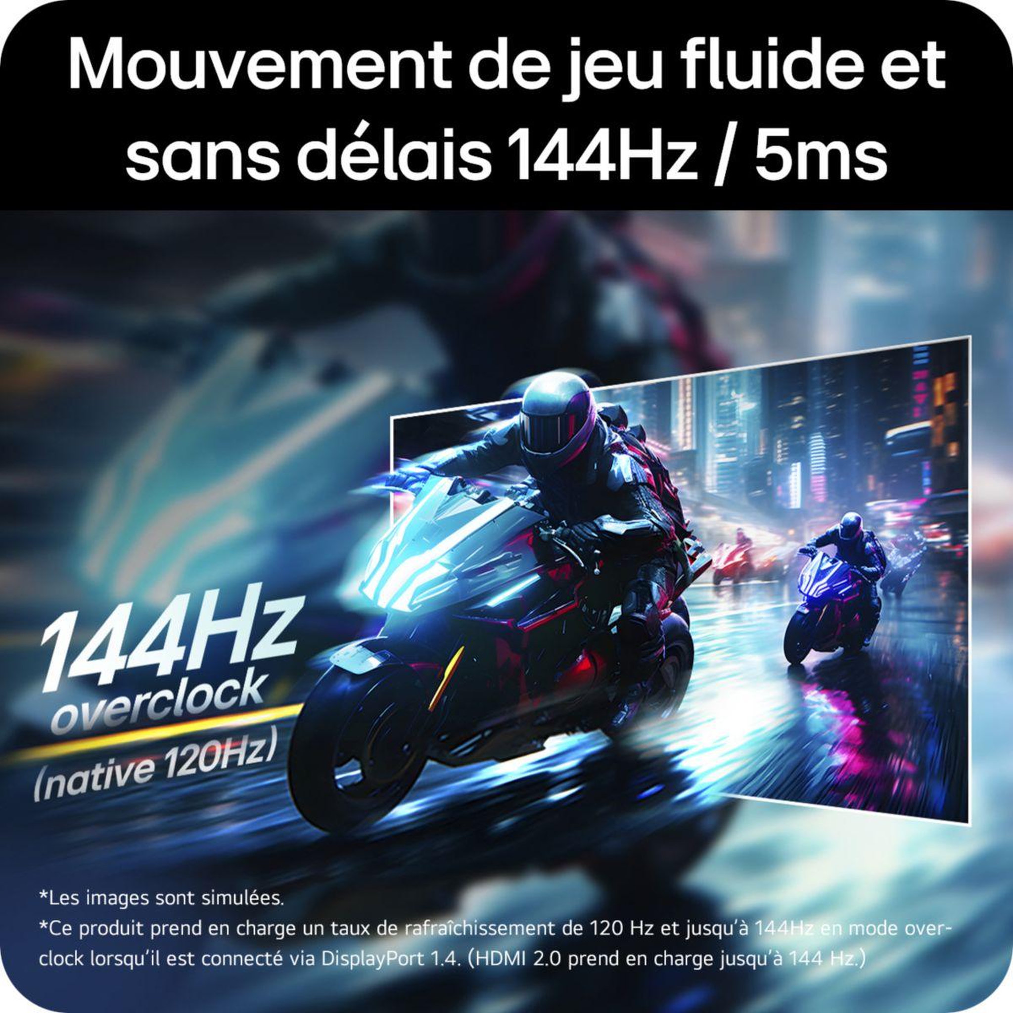 Voir la diapositive 4 : LG Ecran PC Gamer 27G411A 27  Full HD 144Hz IPS HDR10 AMD FreeSync & G-Sync