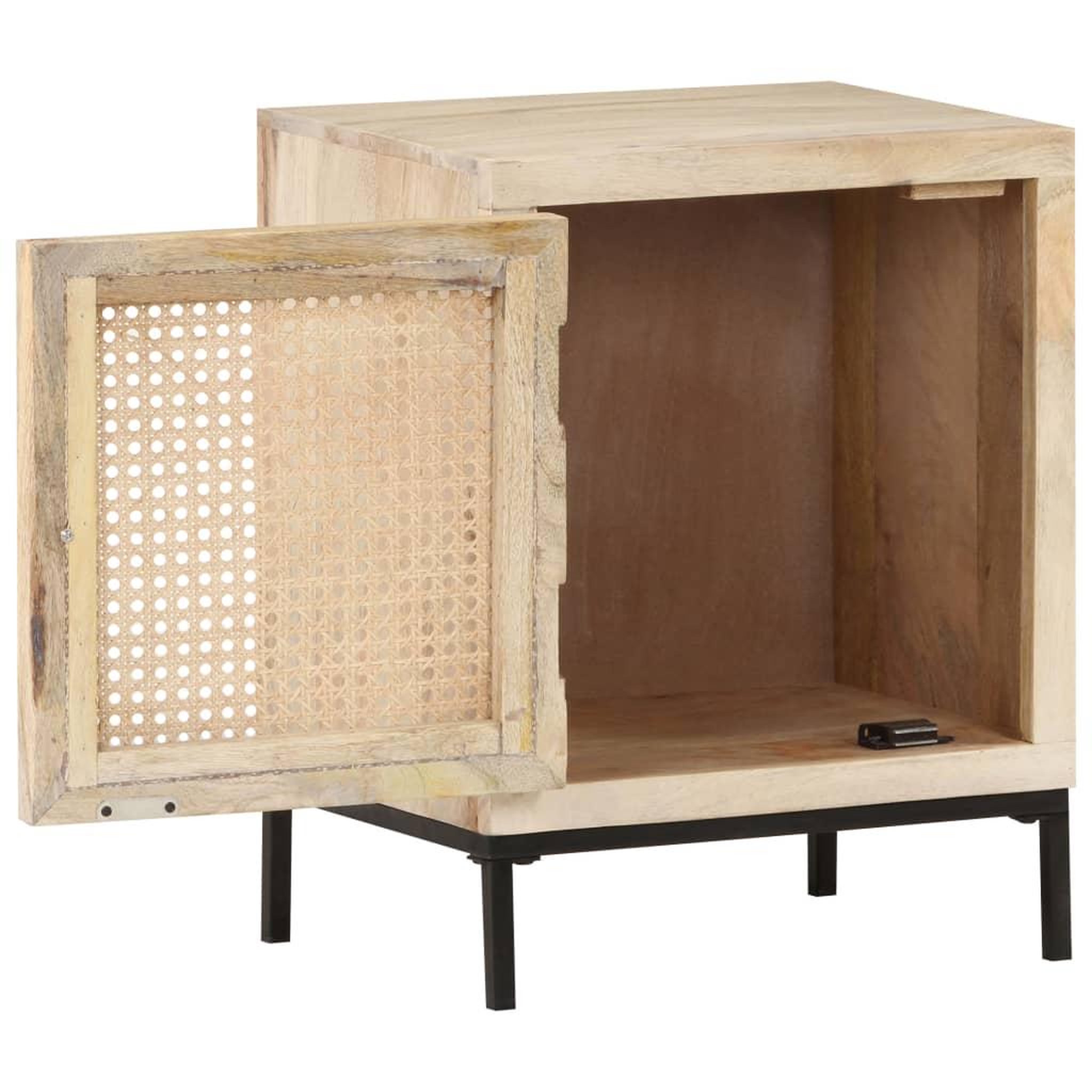 Voir la diapositive 3 : VIDAXL Table de chevet 40x30x50 cm bois de manguier et canne naturelle