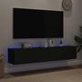 Voir la diapositive 3 : VIDAXL Meubles TV muraux avec lumieres LED 2 pcs noir 80x35x31 cm