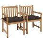 Voir la diapositive 1 : VIDAXL Chaises de jardin lot de 2 et coussins taupe Bois teck massif