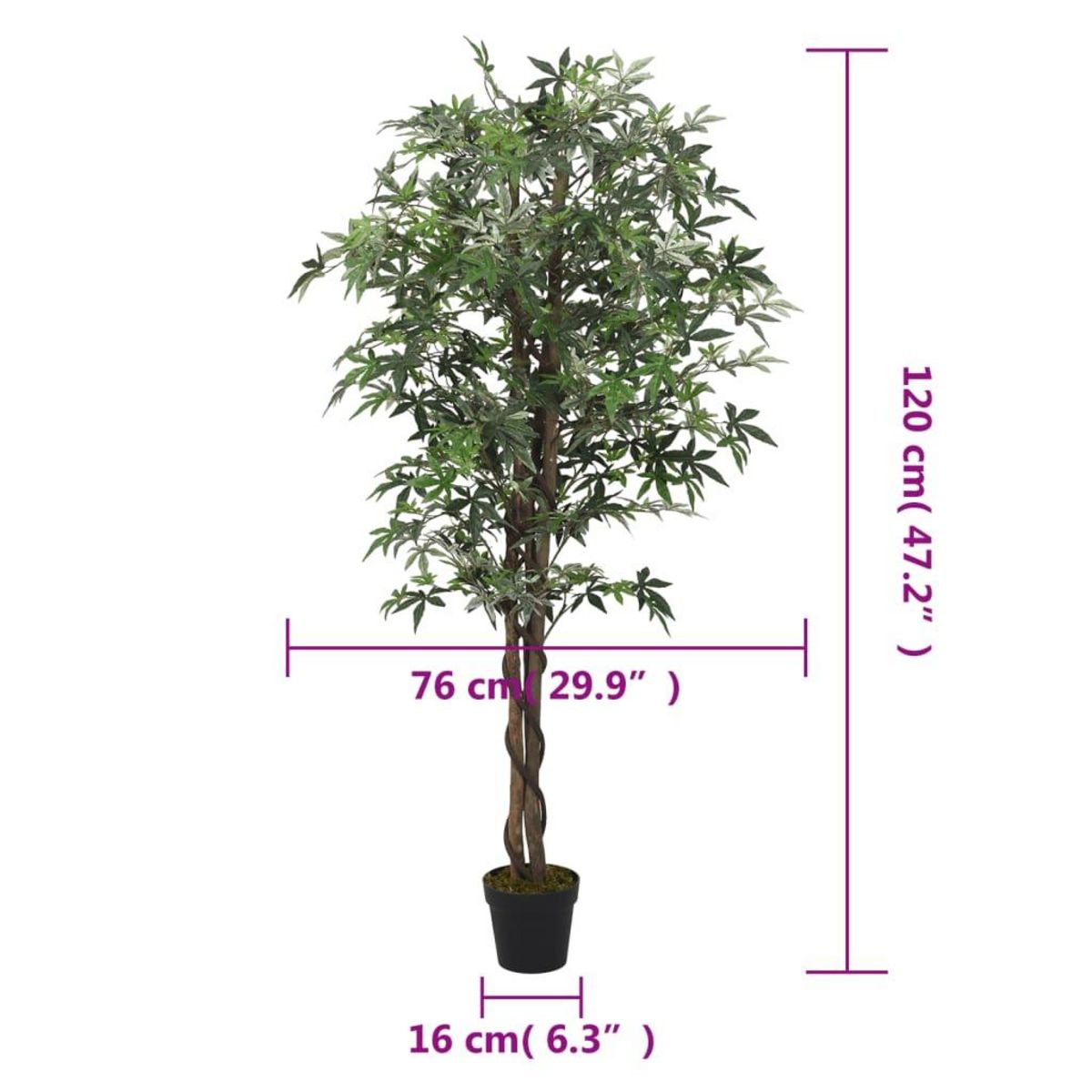 VIDAXL Erable artificiel 336 feuilles 120 cm vert