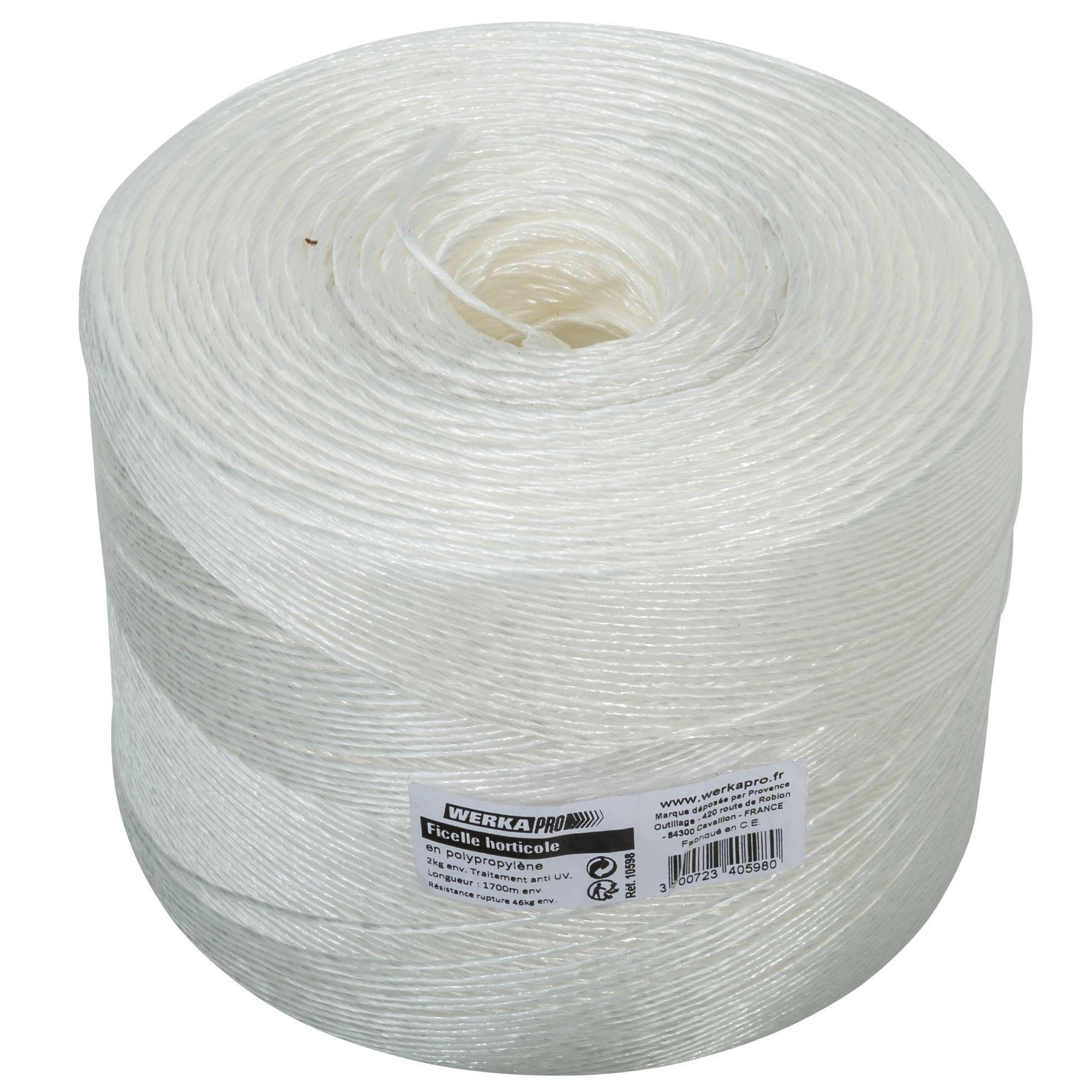 Voir la diapositive 2 : WERKAPRO Ficelle horticole blanche  bobine de 1700m  werka pro