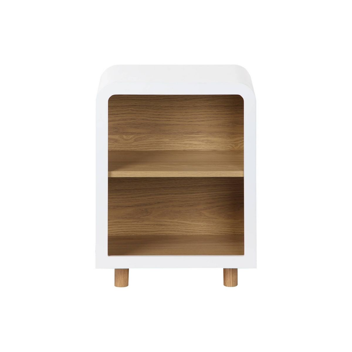 SWEEEK Table de chevet effet bois blanc et naturel. 2 niches