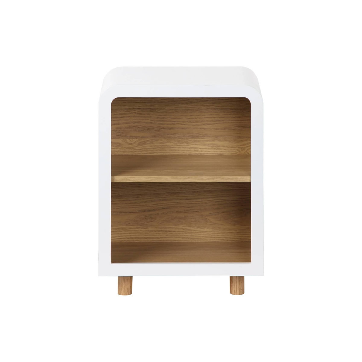 SWEEEK Table de chevet effet bois blanc et naturel. 2 niches