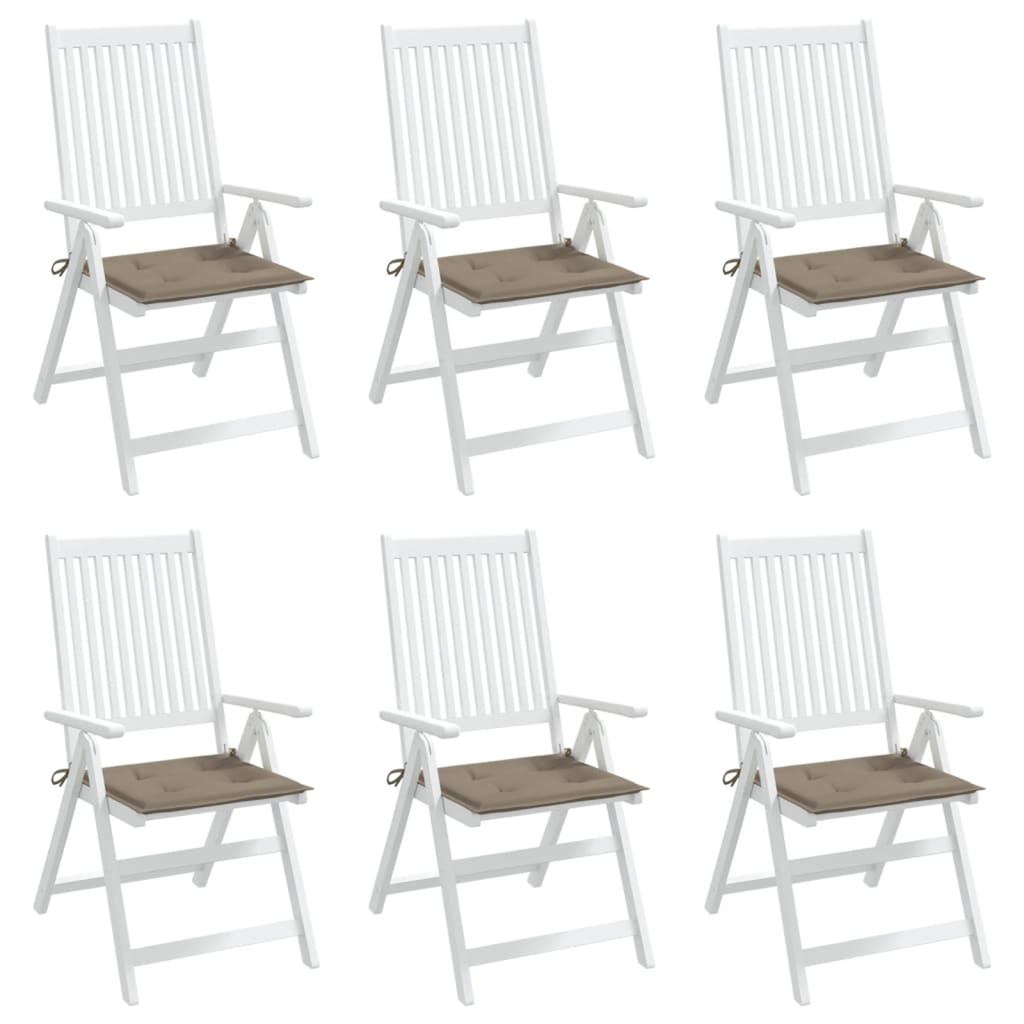 Voir la diapositive 4 : VIDAXL Coussins de chaise jardin lot de 6 taupe 40x40x3cm tissu oxford