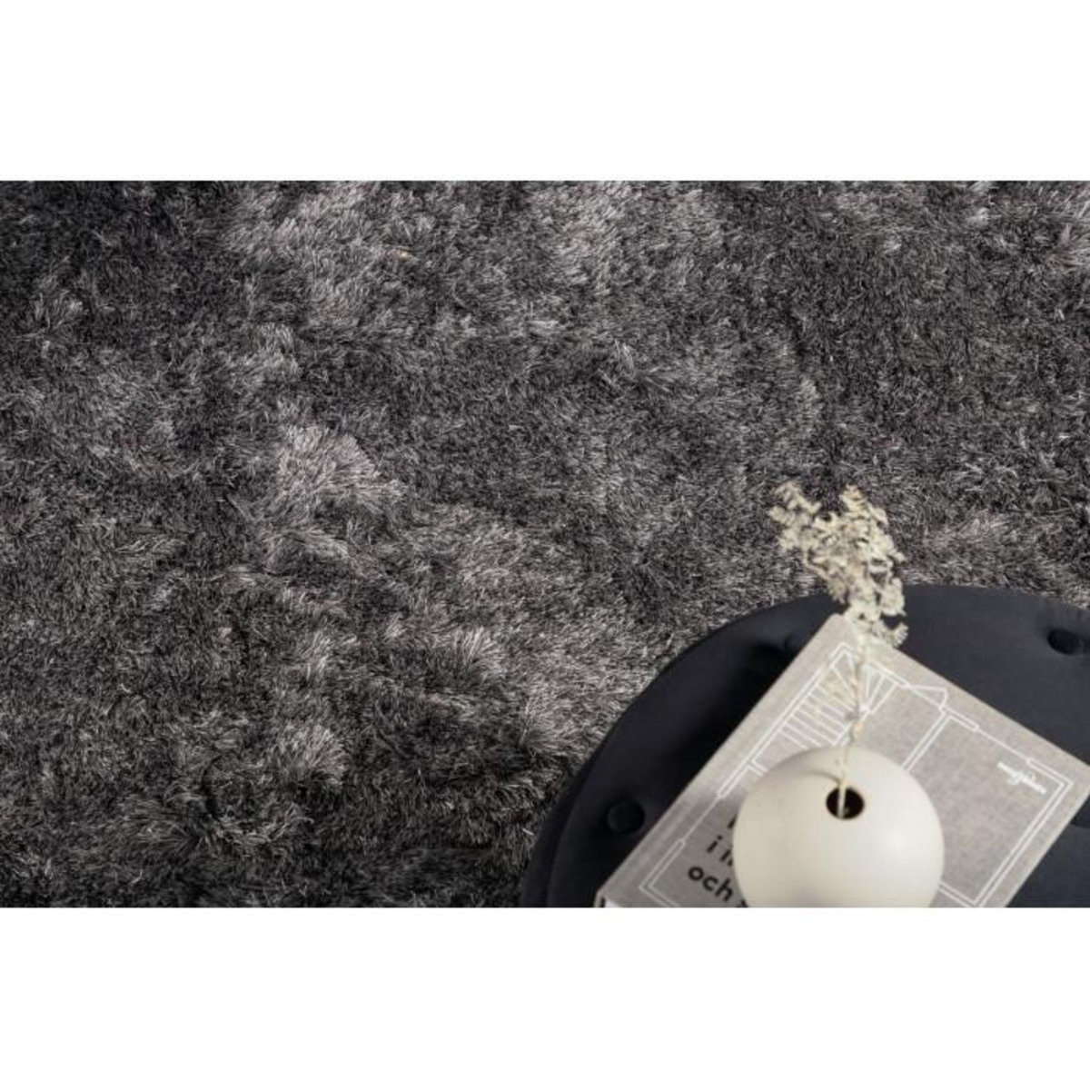 Paris Prix Tapis Déco Shaggy  Shiva  171x242cm Gris