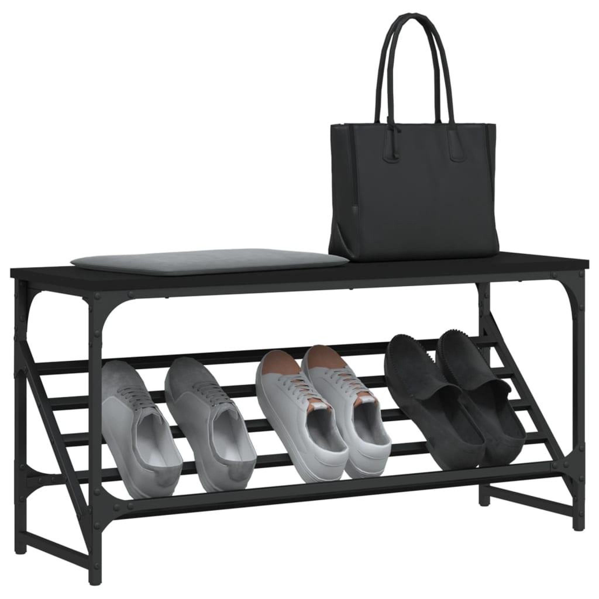 Voir la diapositive 3 : VIDAXL Etagere a chaussures noir 90x30x45 cm bois d'ingenierie
