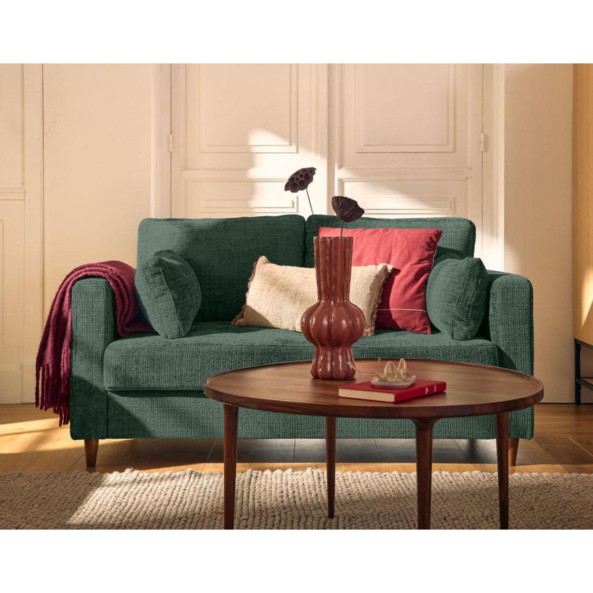 LISA DESIGN Anna - canapé droit 2 places avec poche en velours texturé