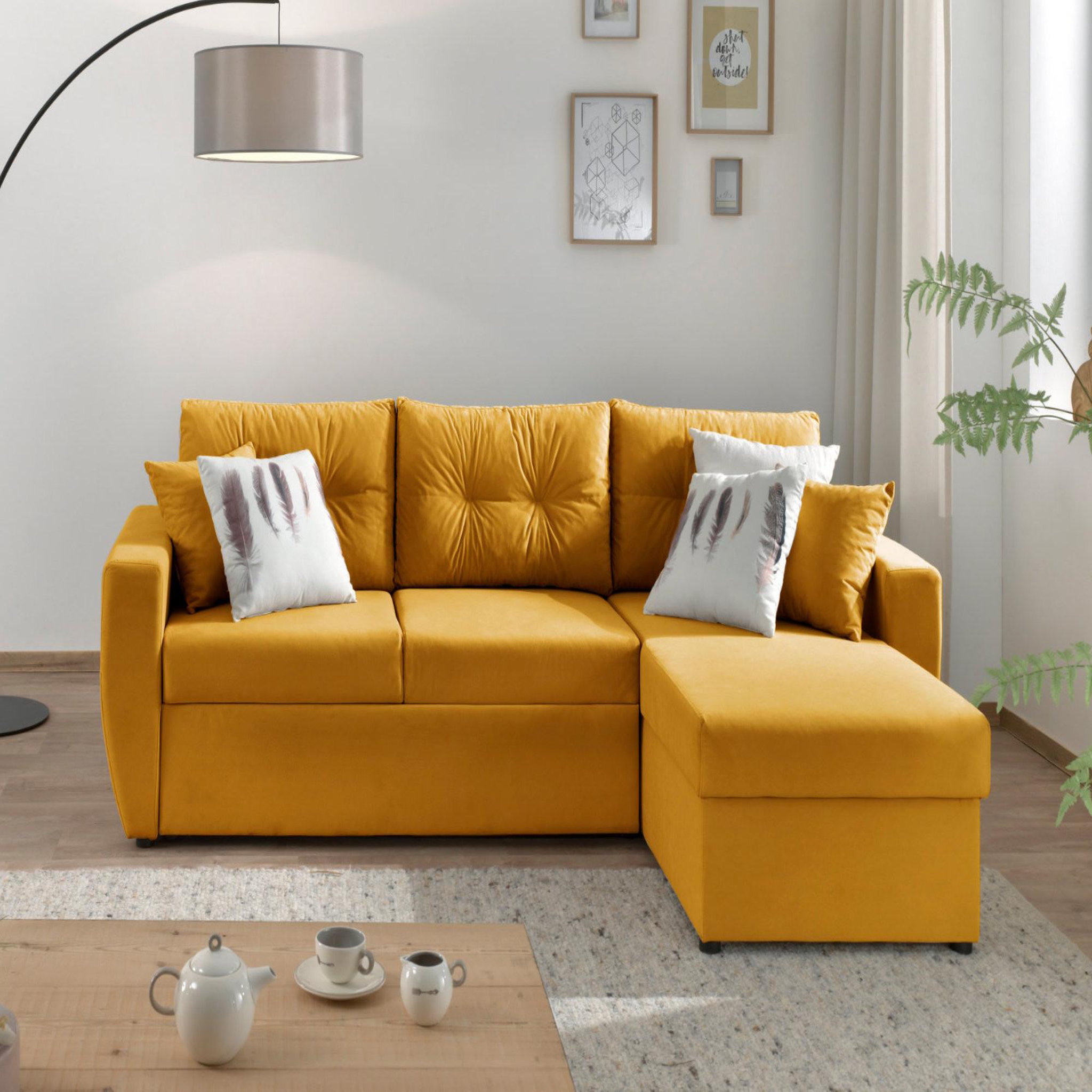 Voir la diapositive 2 : BEST MOBILIER Astoria - canapé d'angle réversible - convertible avec coffre - style contemporain- 4 places
