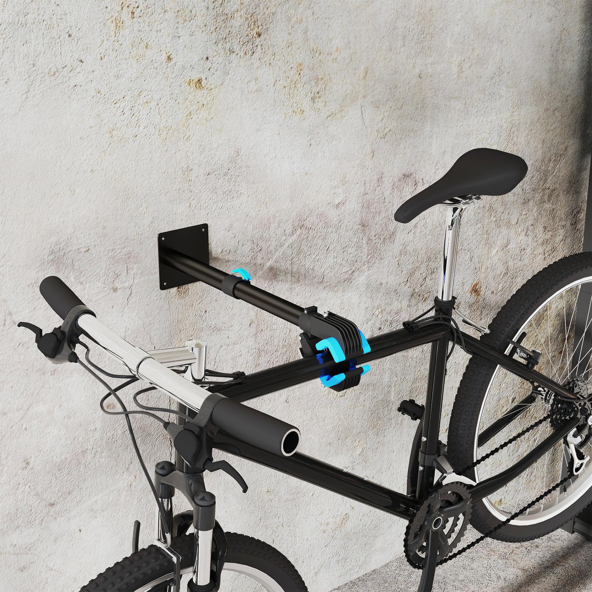 Voir la diapositive 5 : HOMCOM Support de réparation de vélo mural réglable en hauteur pince rotative 360°