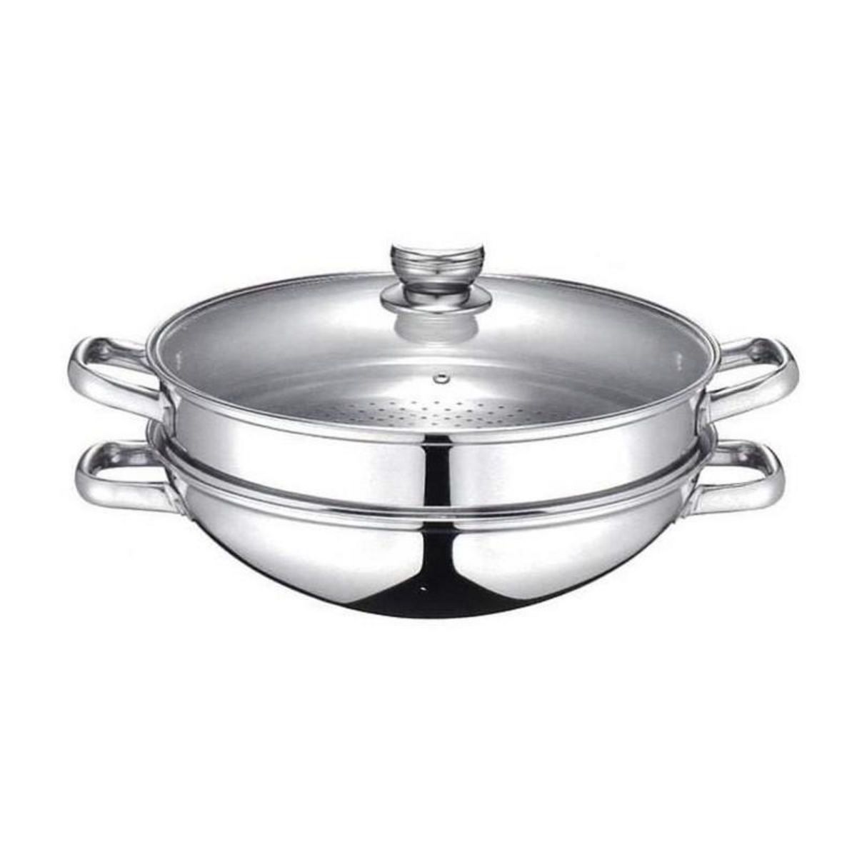 BAUMALU Wok 2-en-1 - BAUMALU - Tous feux dont induction - Couvercle verre - 32 cm