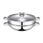 BAUMALU Wok 2-en-1 - BAUMALU - Tous feux dont induction - Couvercle verre - 32 cm