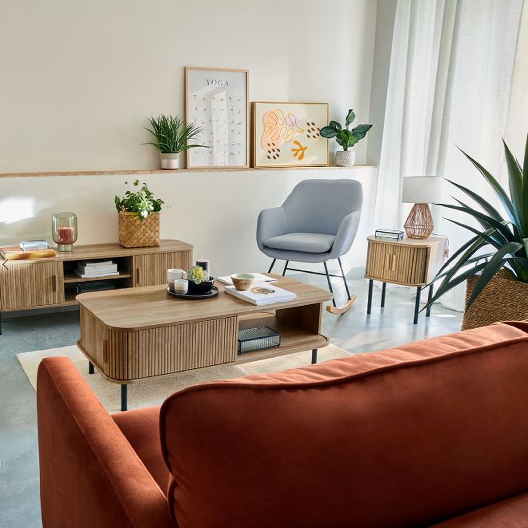 Voir la diapositive 5 : ATMOSPHERA Table basse 2 portes coulissantes L120cm CAMELIA
