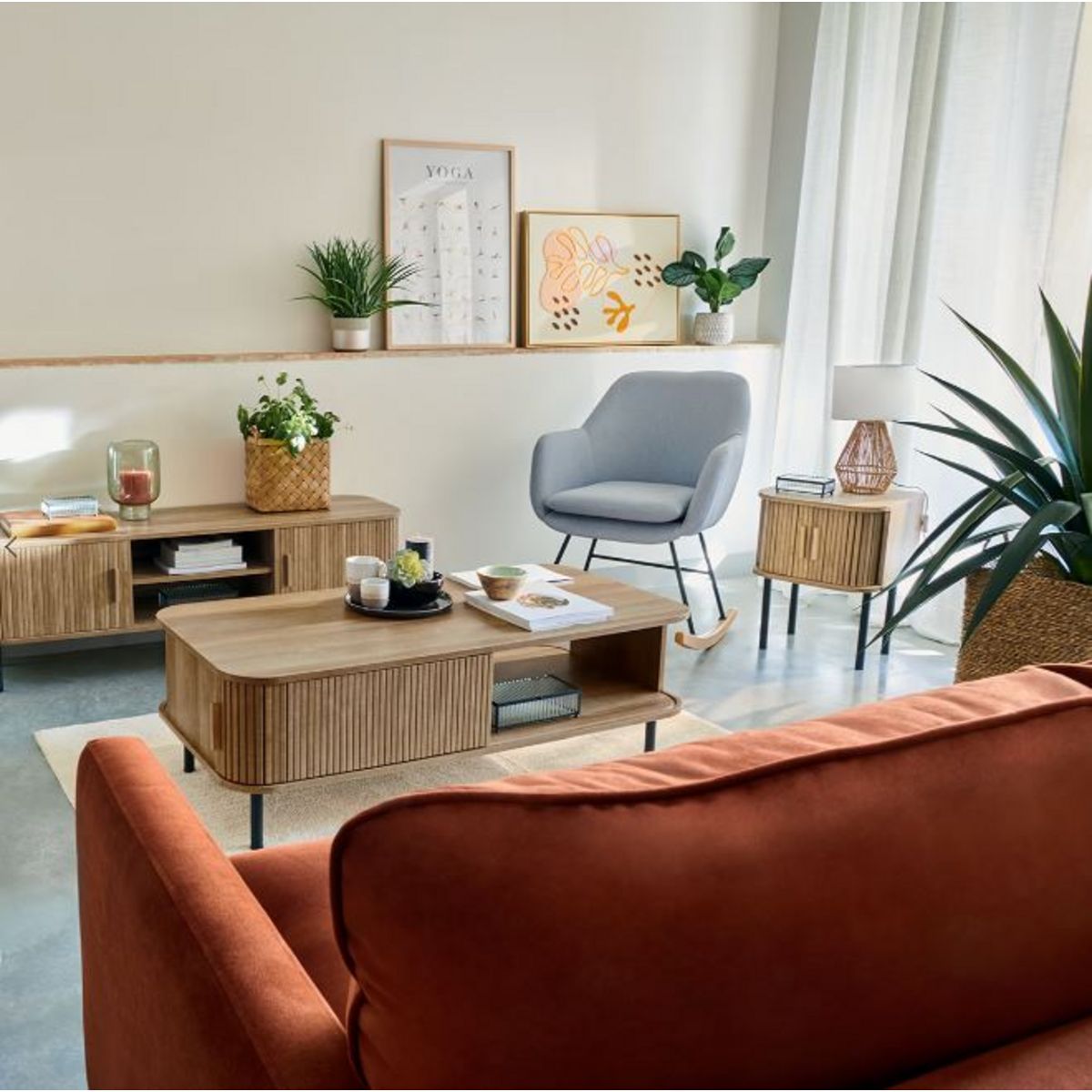 ATMOSPHERA Table basse 2 portes coulissantes L120cm CAMELIA