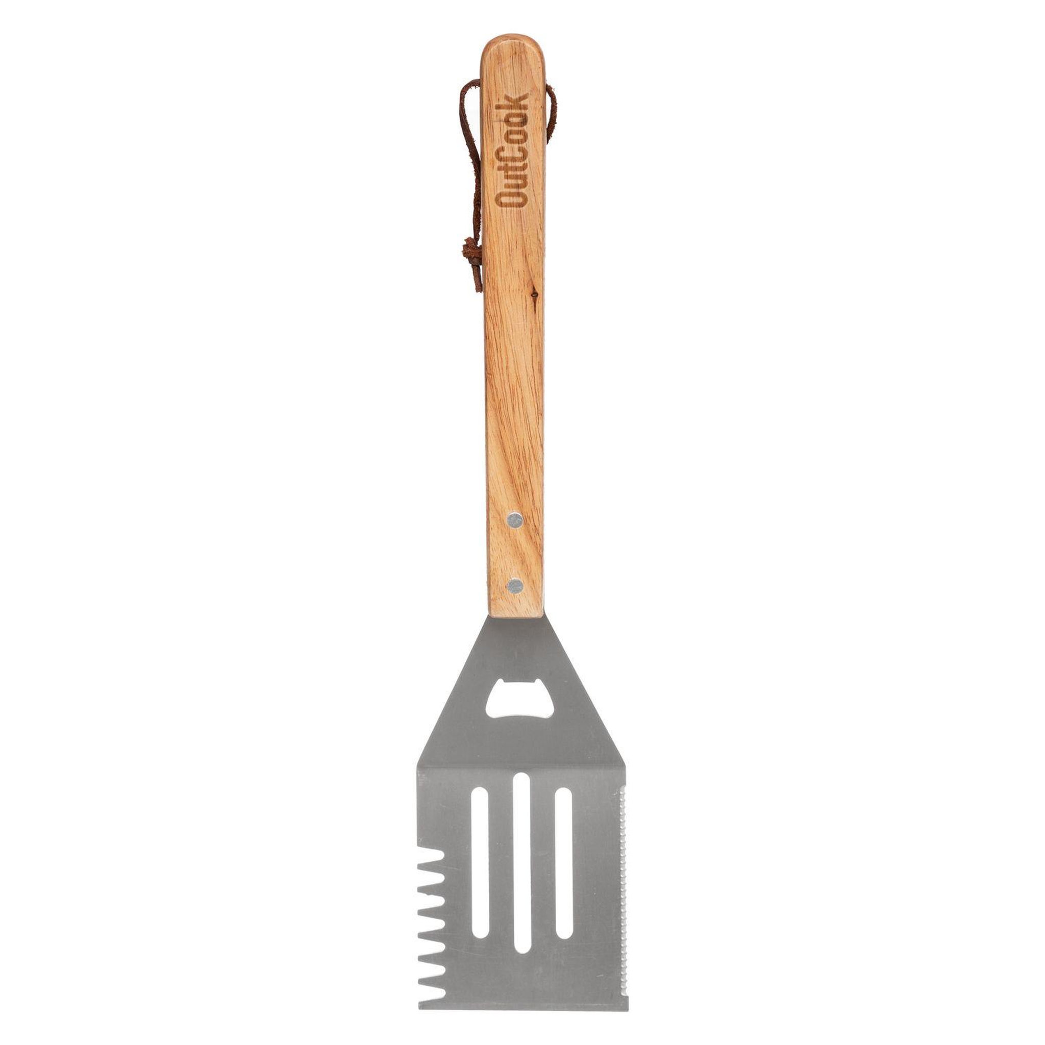 Voir la diapositive 3 : NEKA 3 Ustensiles pour barbecue en inox et manche en bois