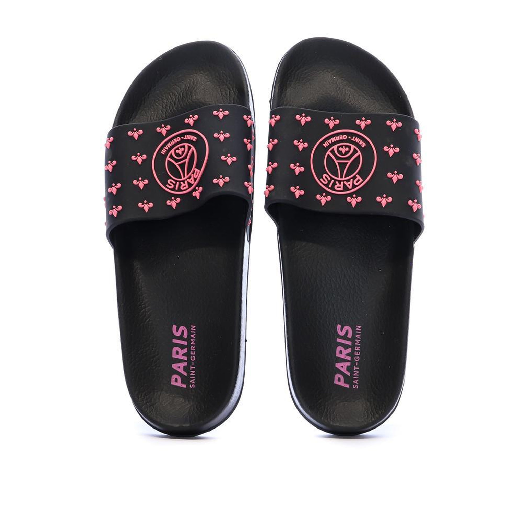 Voir la diapositive 3 : PSG Claquettes Noir/Rose Homme PSG Citral