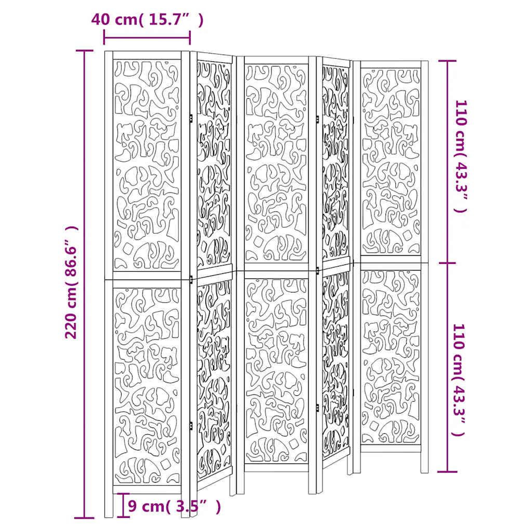 Voir la diapositive 6 : VIDAXL Cloison de separation 5 panneaux blanc bois de paulownia massif