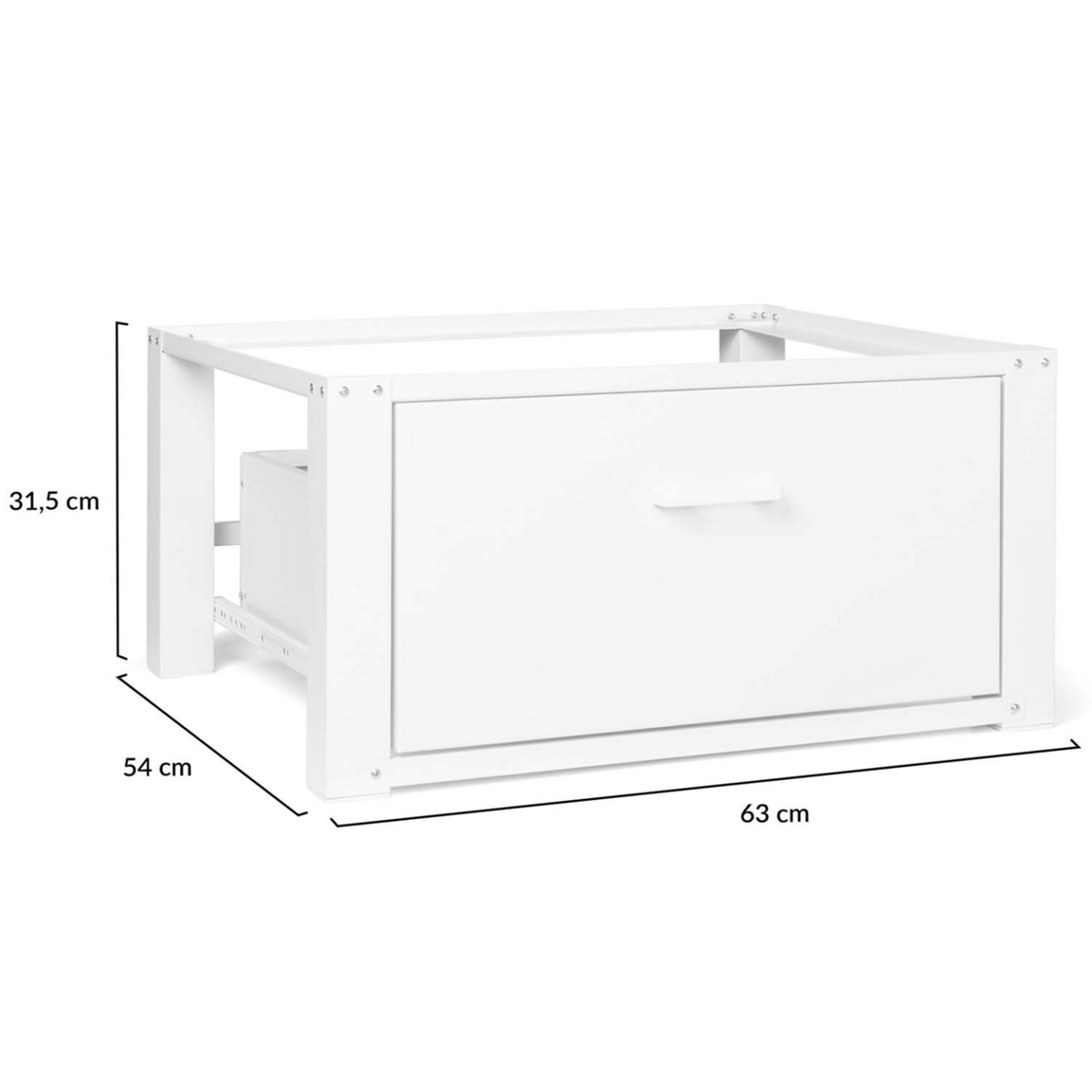 ID MARKET Support pour machine à laver 63 x 54 cm socle réhausseur en métal avec tiroir