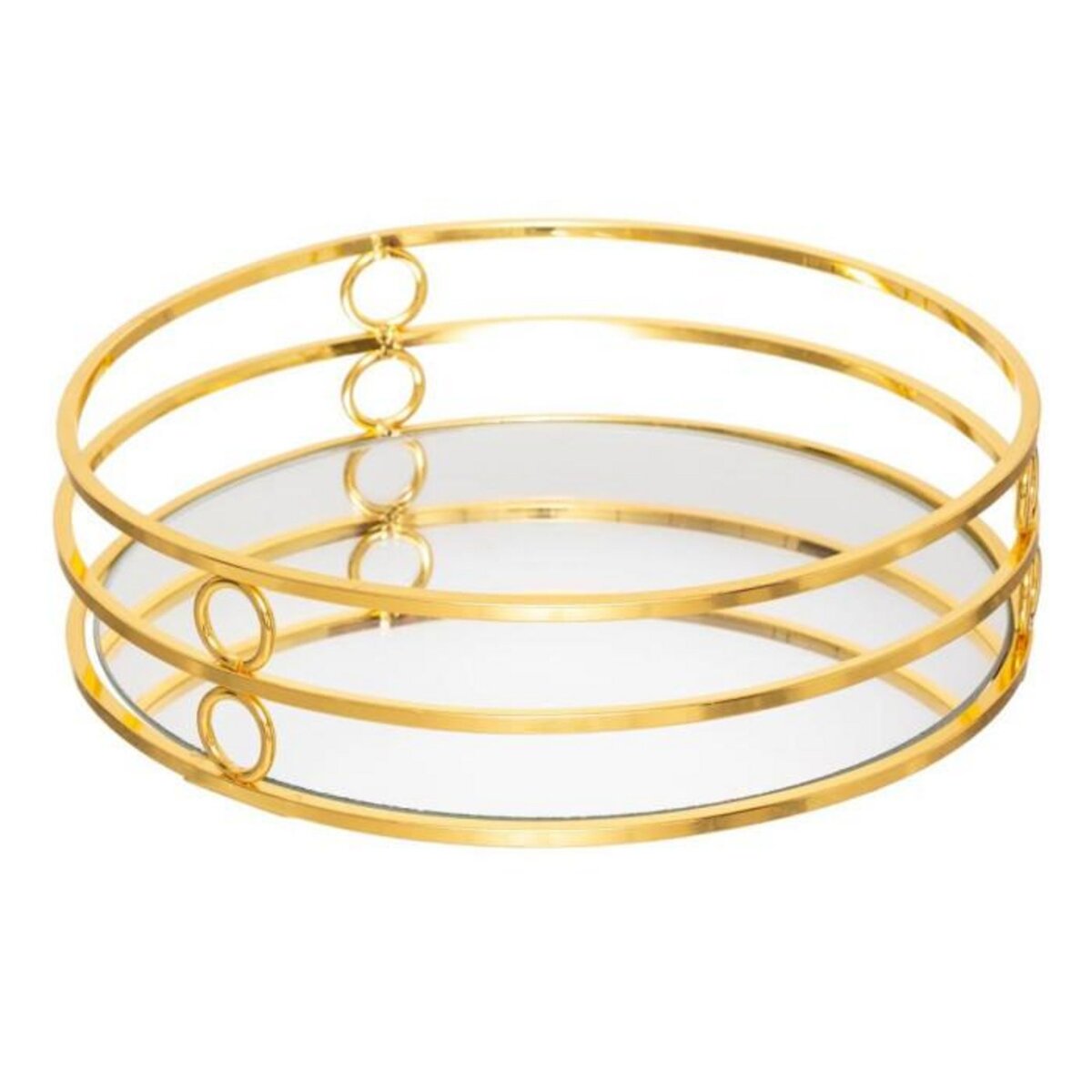 ATMOSPHERA Lot de 2 Plateaux Déco Miroir  Feel  30cm Or