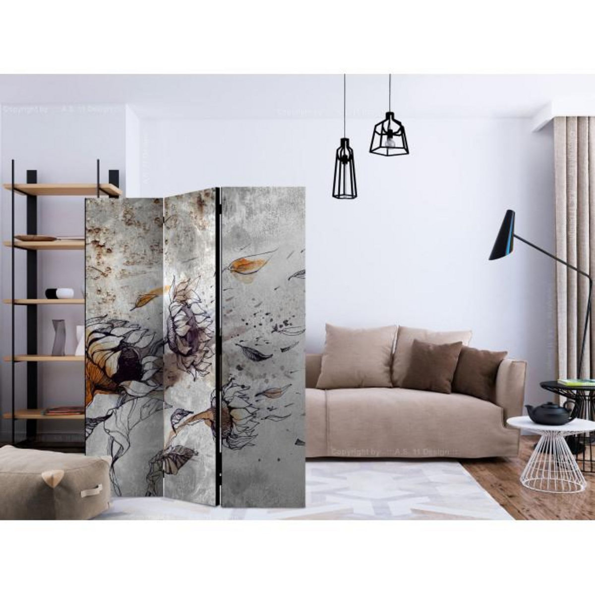 Paris Prix Paravent 3 Volets  Recall Sunflowers  135x172cm