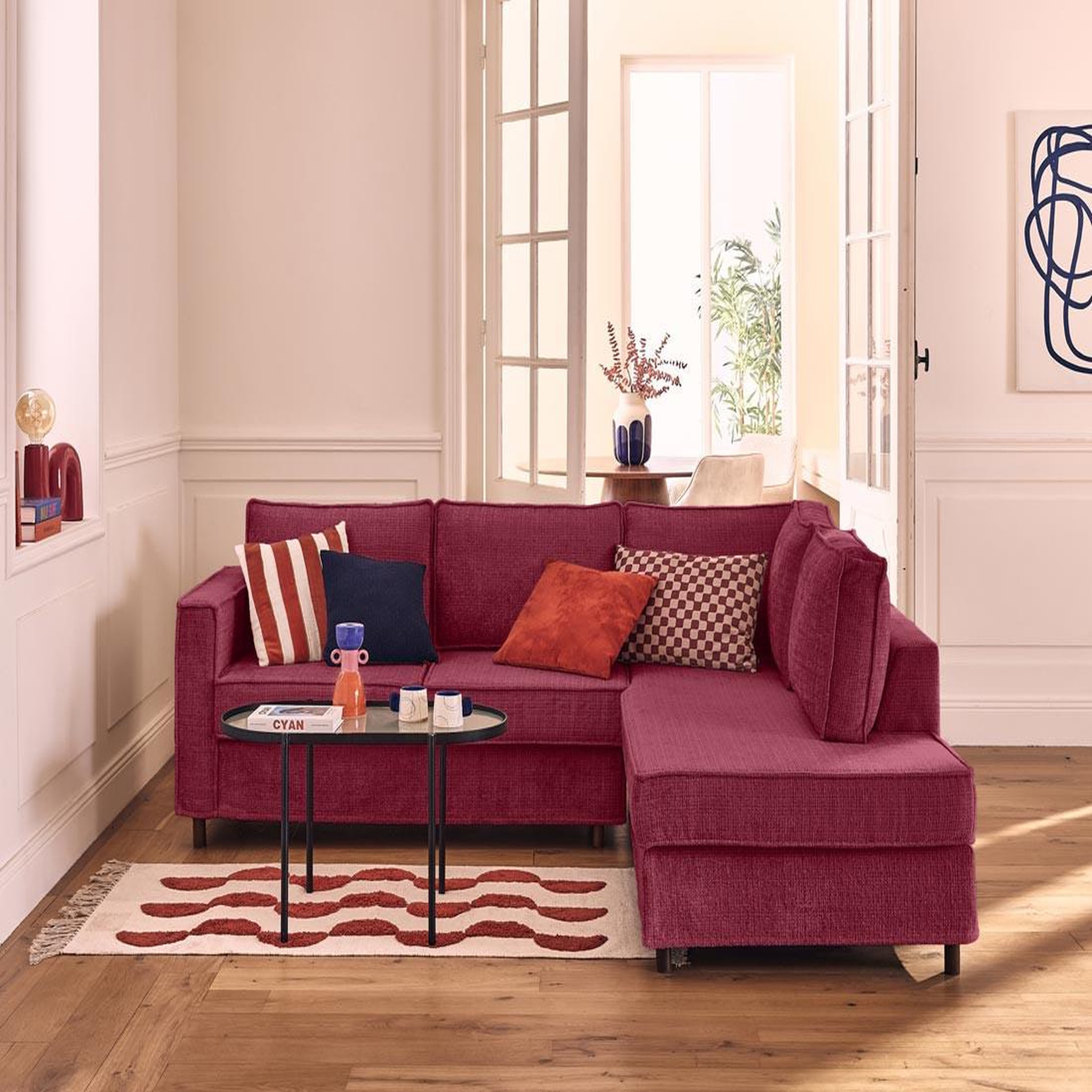 Voir la diapositive 1 : LISA DESIGN Jake - canapé déhoussable d'angle droit 5 places en velours texturé