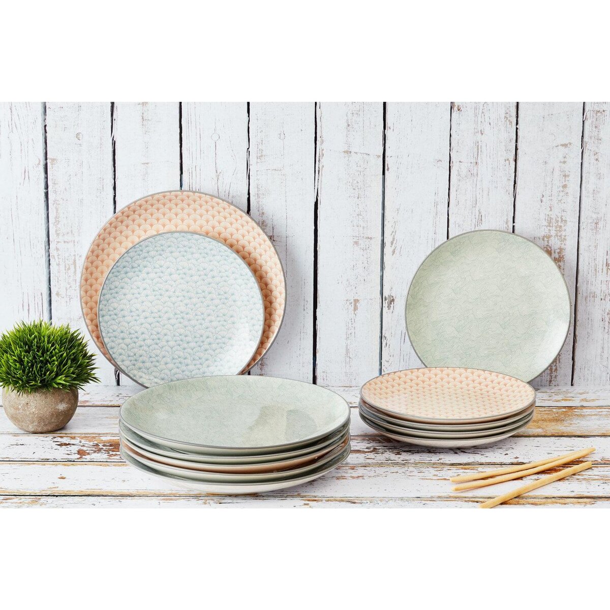 BJORN Assiette PATTERN Ø21cm - 6 pièces - Pastel