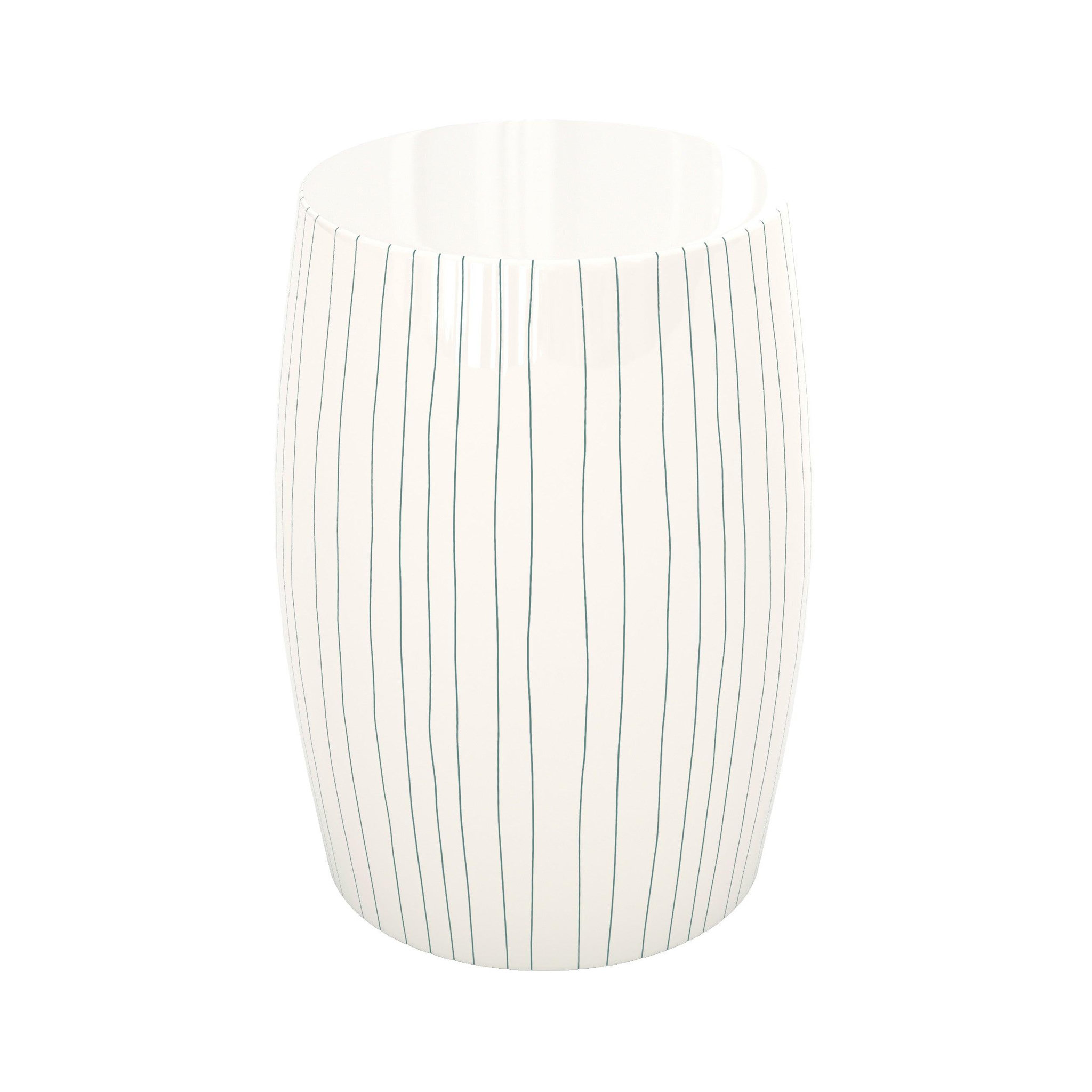 MAISON PAVANE Table d'appoint ronde en métal blanc rayé d26 cm-nello
