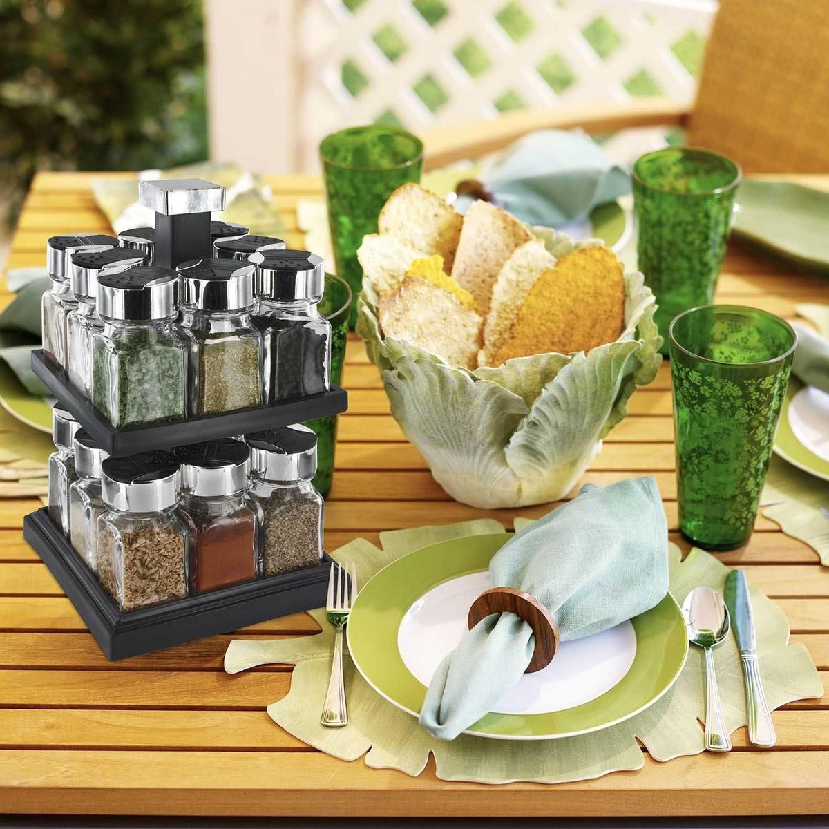 Saveur et dégustation Carrousel à épices - 16 Pots - Support rotatif