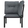 VIDAXL Chaise d'angle de jardin avec coussins noir/gris resine tressee
