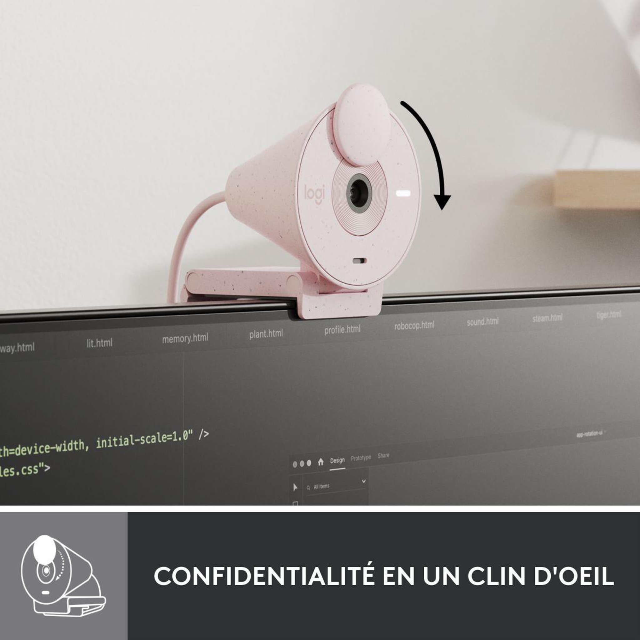Voir la diapositive 5 : Logitech Webcam brio 300 full hd avec micro - rose