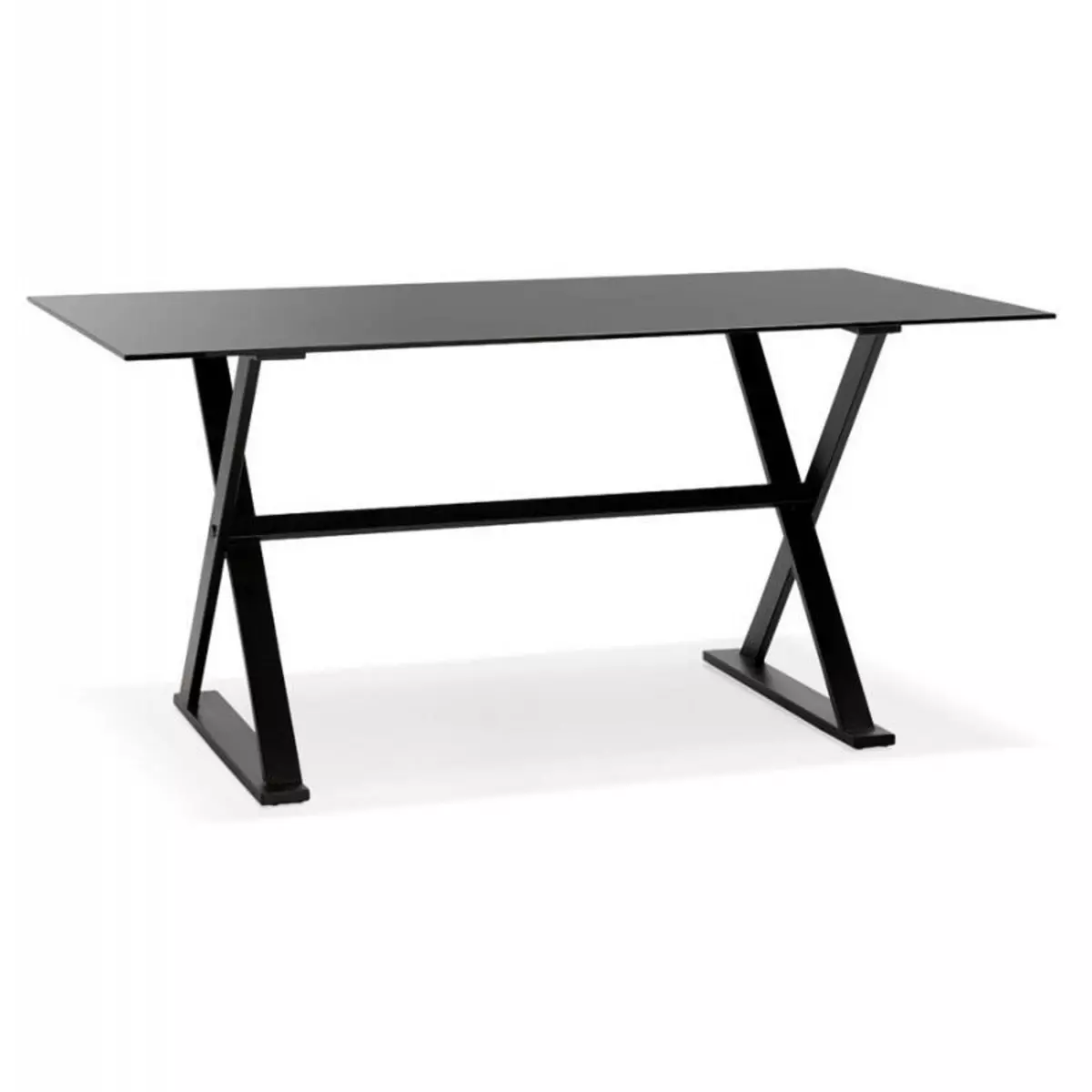 Paris Prix Table Design en Verre  Trinidad  160cm Noir