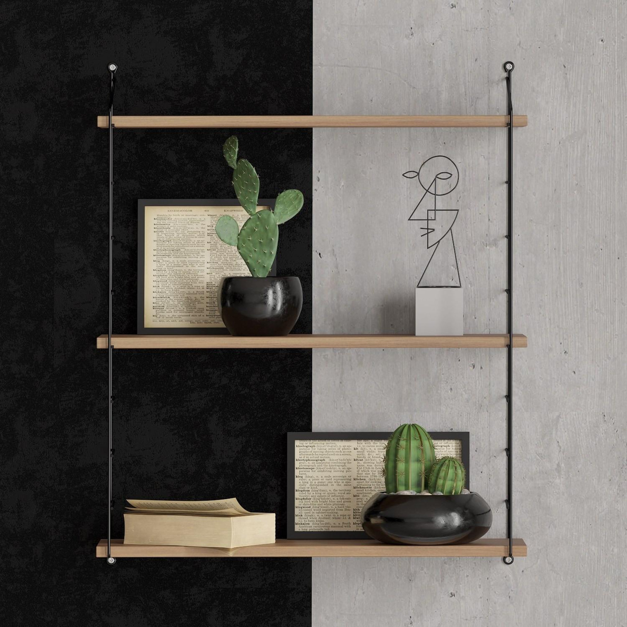 Voir la diapositive 2 : Habitat et Jardin Étagère murale en bois  armoni  - 72 x 20 x 85 cm - noyer