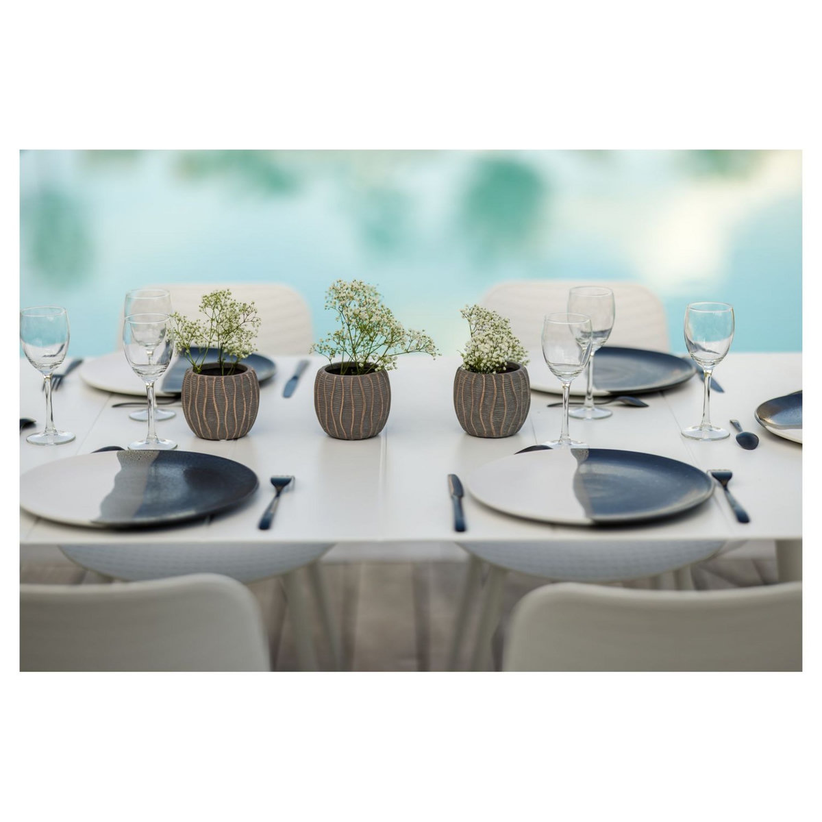 JARDILINE Table de jardin - 4/6 places - Aluminium - Blanc - CORFOU