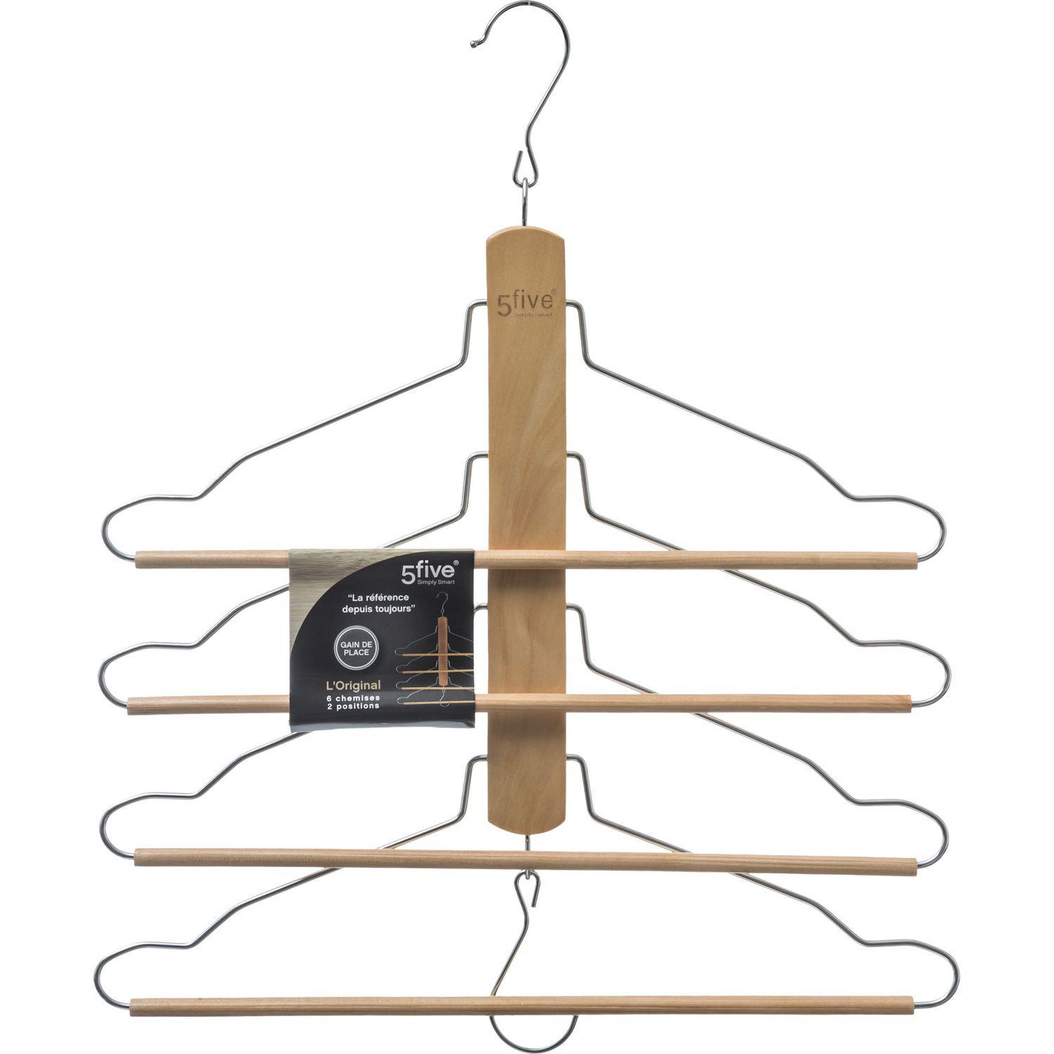 Voir la diapositive 2 : ATMOSPHERA Cintre pour 4 pantalons ou chemises - marron