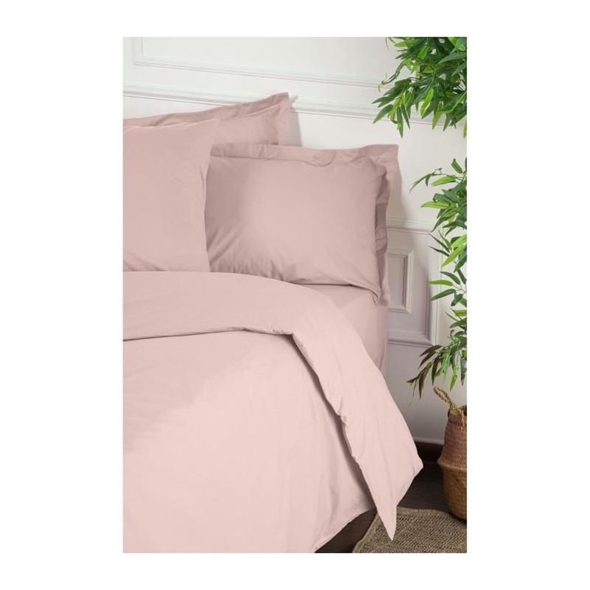 Voir la diapositive 2 : GENERIQUE Parure de lit - 1 housse de couette 220 x 240 cm + 2 taies d'oreiller 60 x 60 cm - 100% coton renforcé - Marron