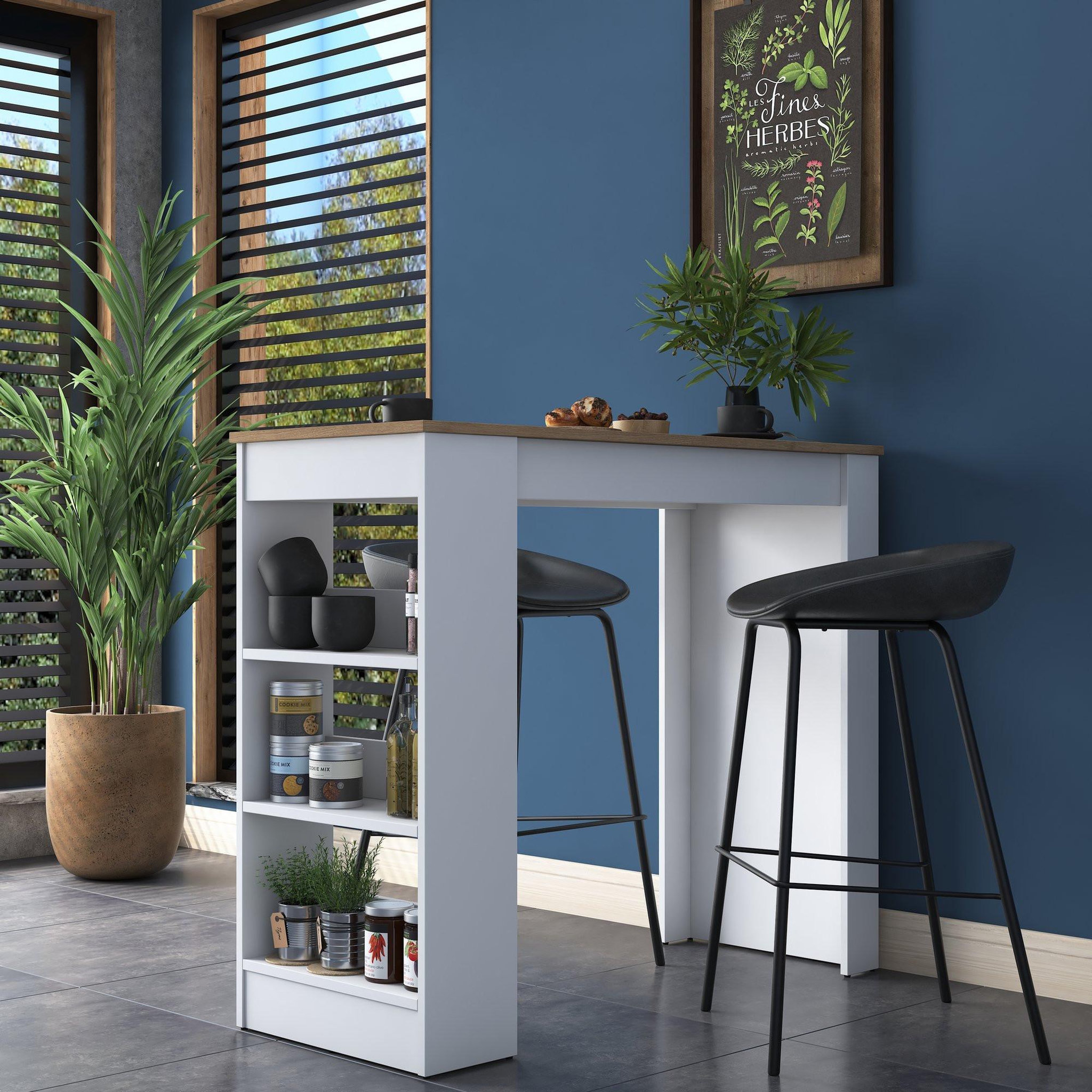 Voir la diapositive 3 : Habitat et Jardin Table de repas en bois  juan  - 120 x 50 x 100 cm - marron