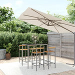 VIDAXL Ensemble de bar jardin 5 pcs gris poly rotin/bois massif acacia