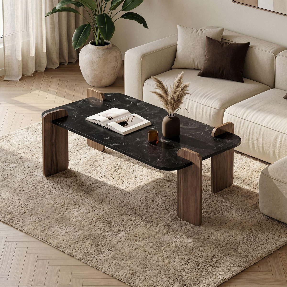 Habitat et Jardin Table basse en bois  Renard  - 120 x 60 x 35 cm - Noir