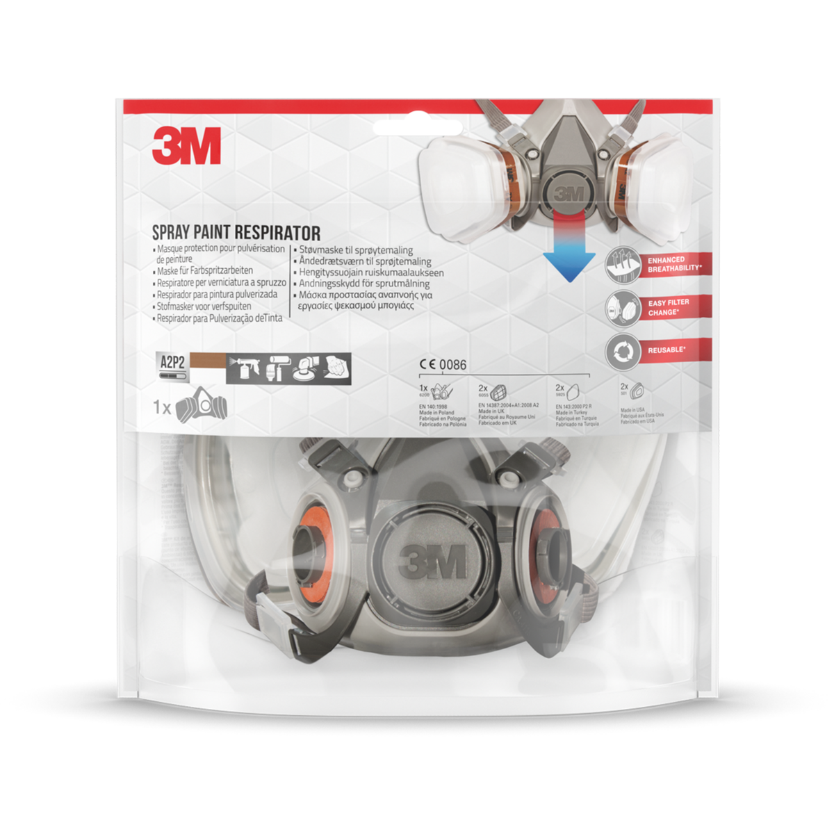 3M Masque de protection à cartouche peinture et vernis A2P2 3M