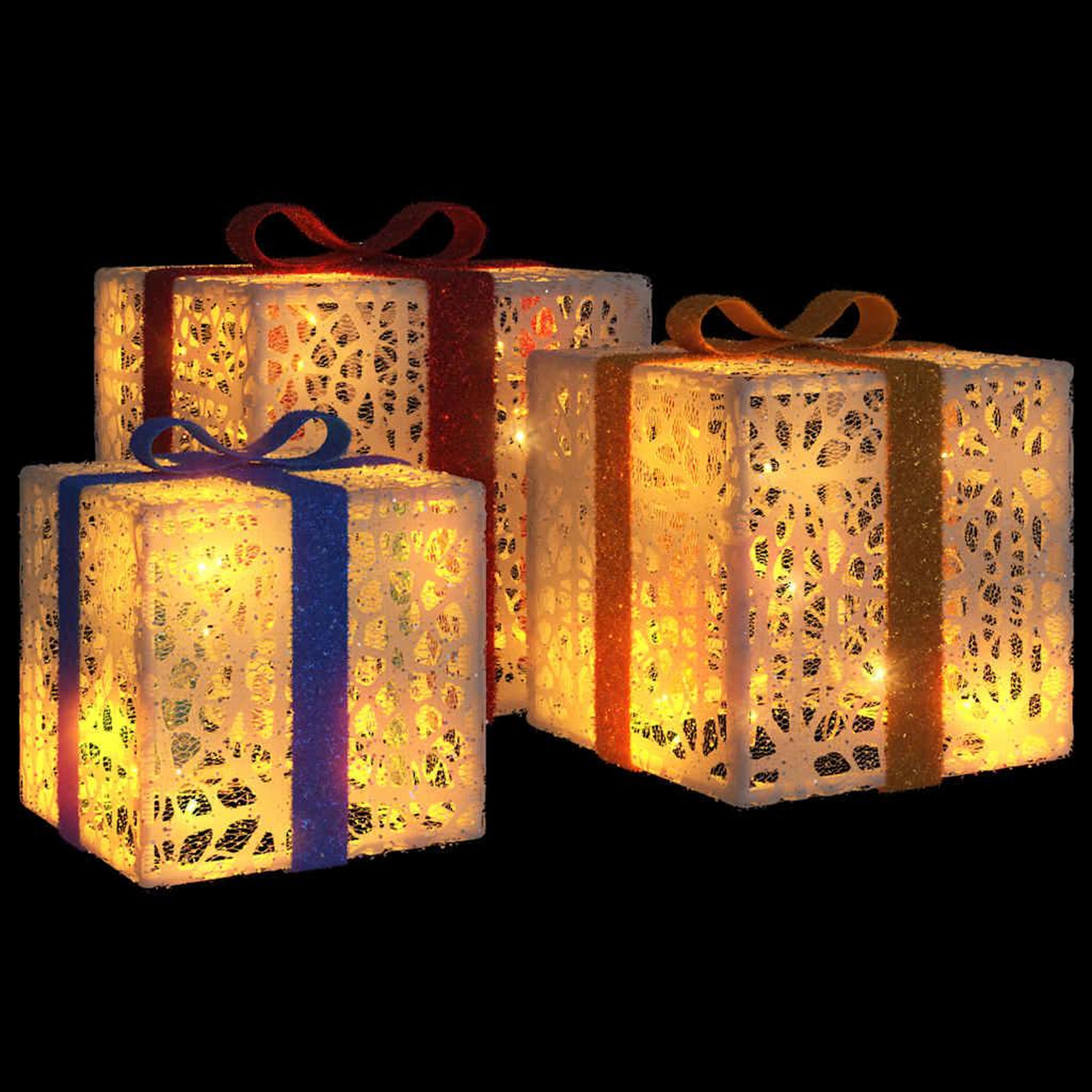 Voir la diapositive 3 : VIDAXL Boîtes de Noël lumineuses 3 pcs 64 LED blanc chaud