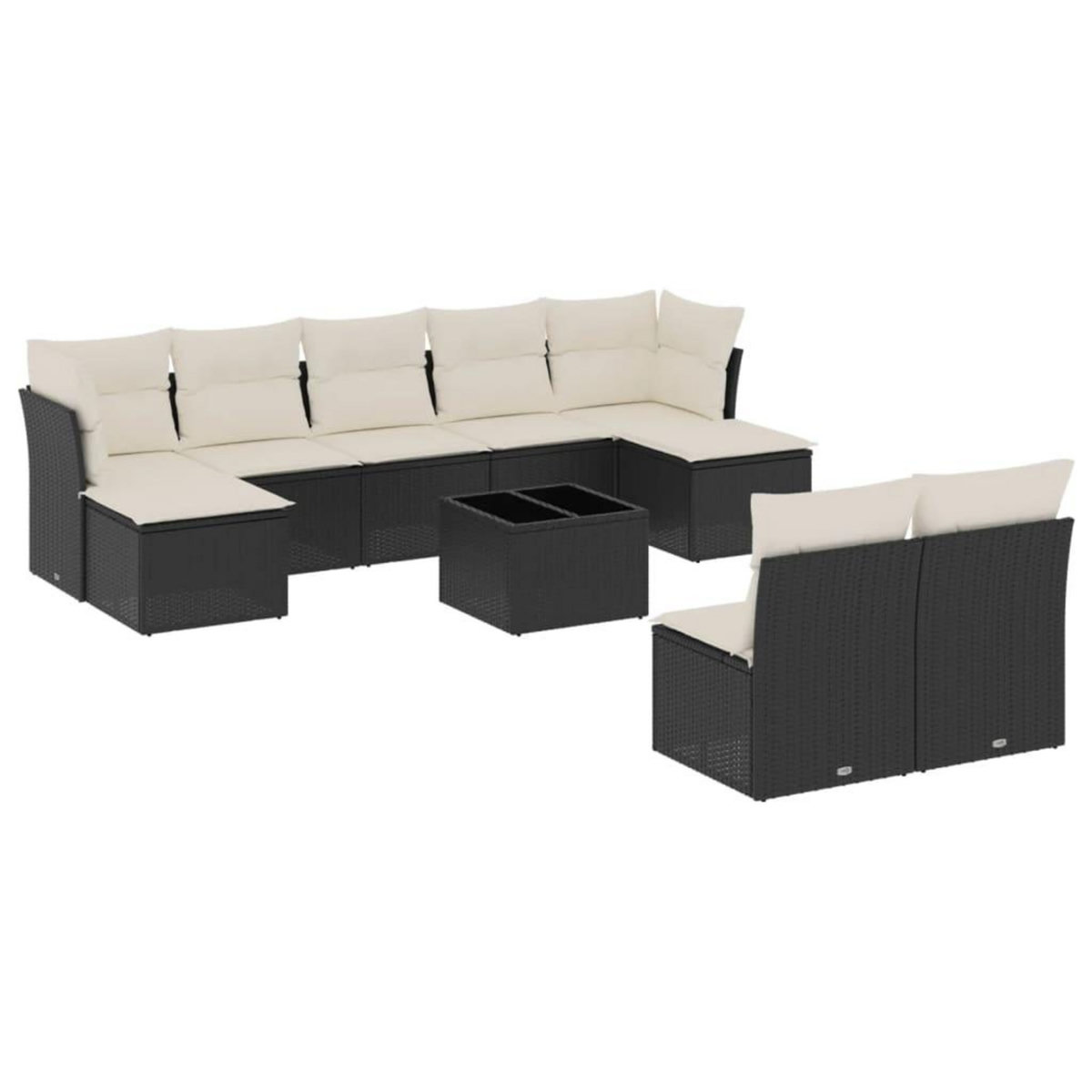 VIDAXL Salon de jardin 10 pcs avec coussins noir resine tressee