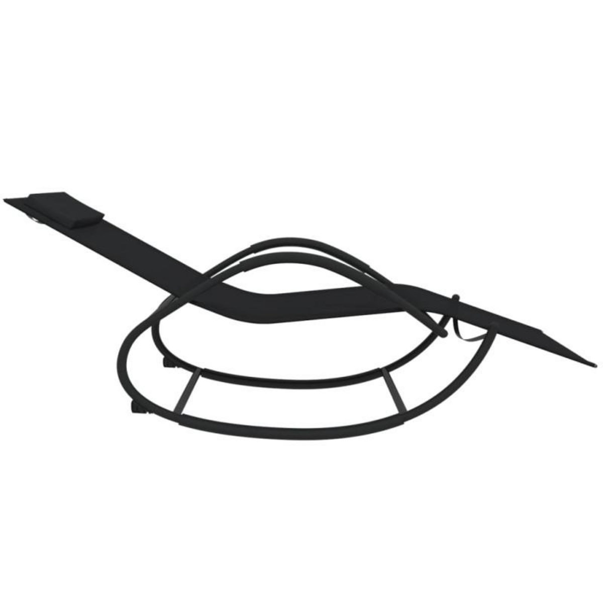 VIDAXL Chaises longues à bascule 2 pcs Noir Acier et textilène