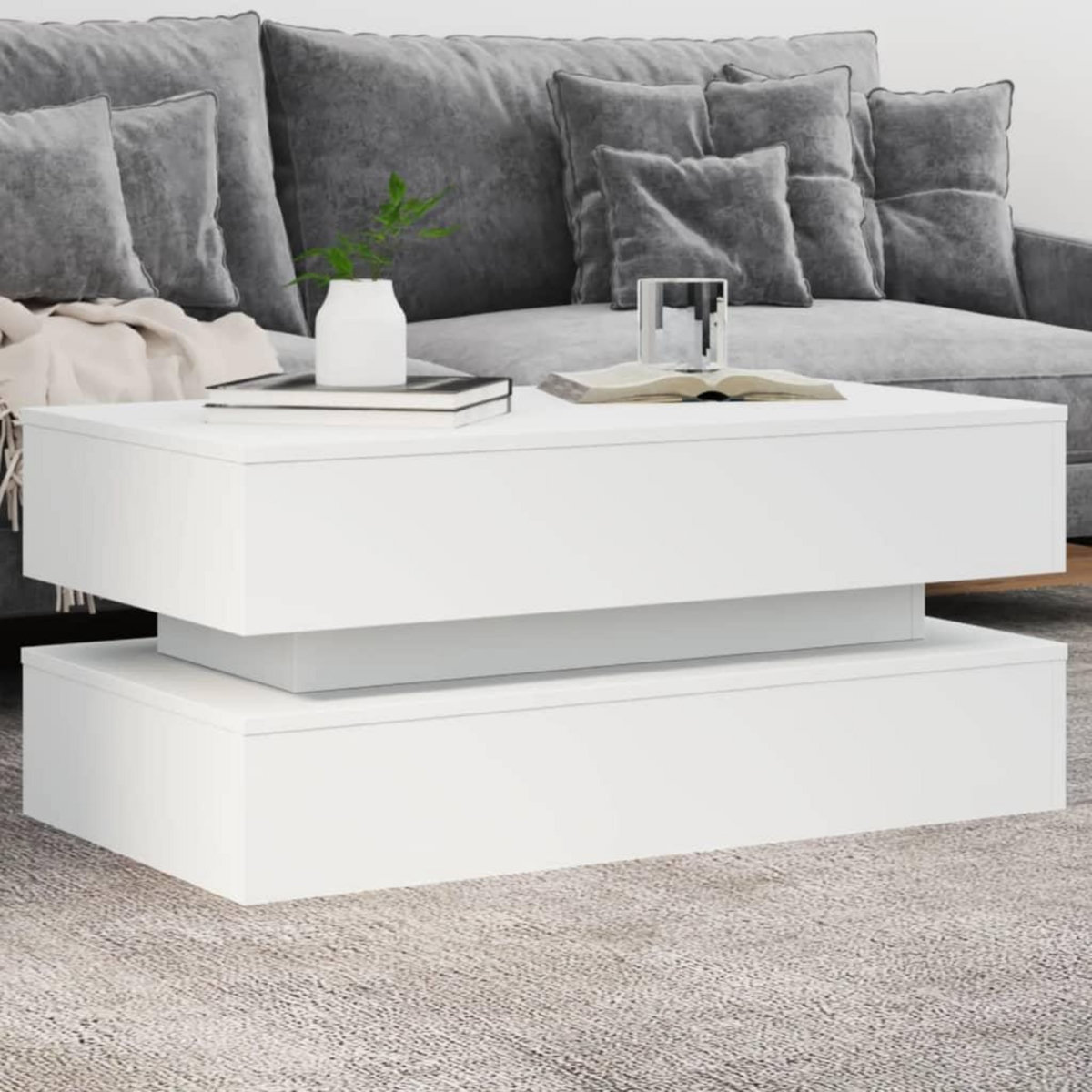 VIDAXL Table basse avec lumieres LED blanc 90x50x40 cm