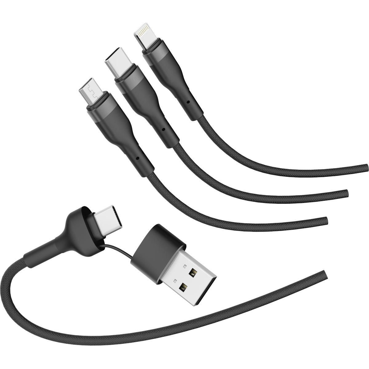 Mobility Lab Câble trio 3 en 2 Lightning micro USB  USBC 1m tres