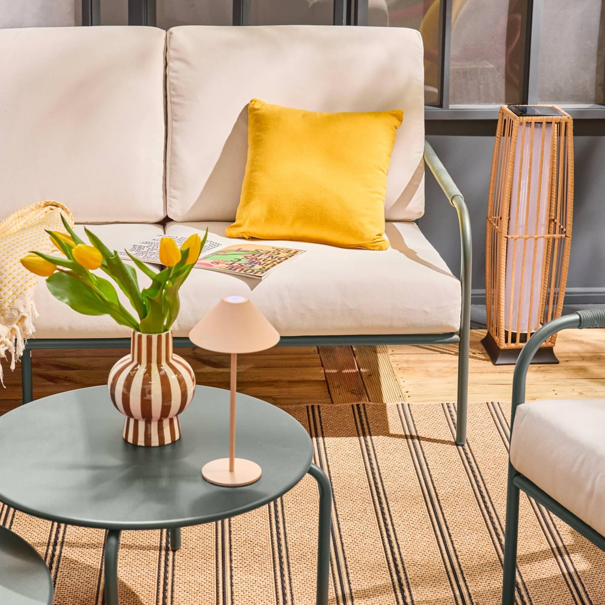 SWEEEK Salon de jardin LUANDA en acier, 7 places