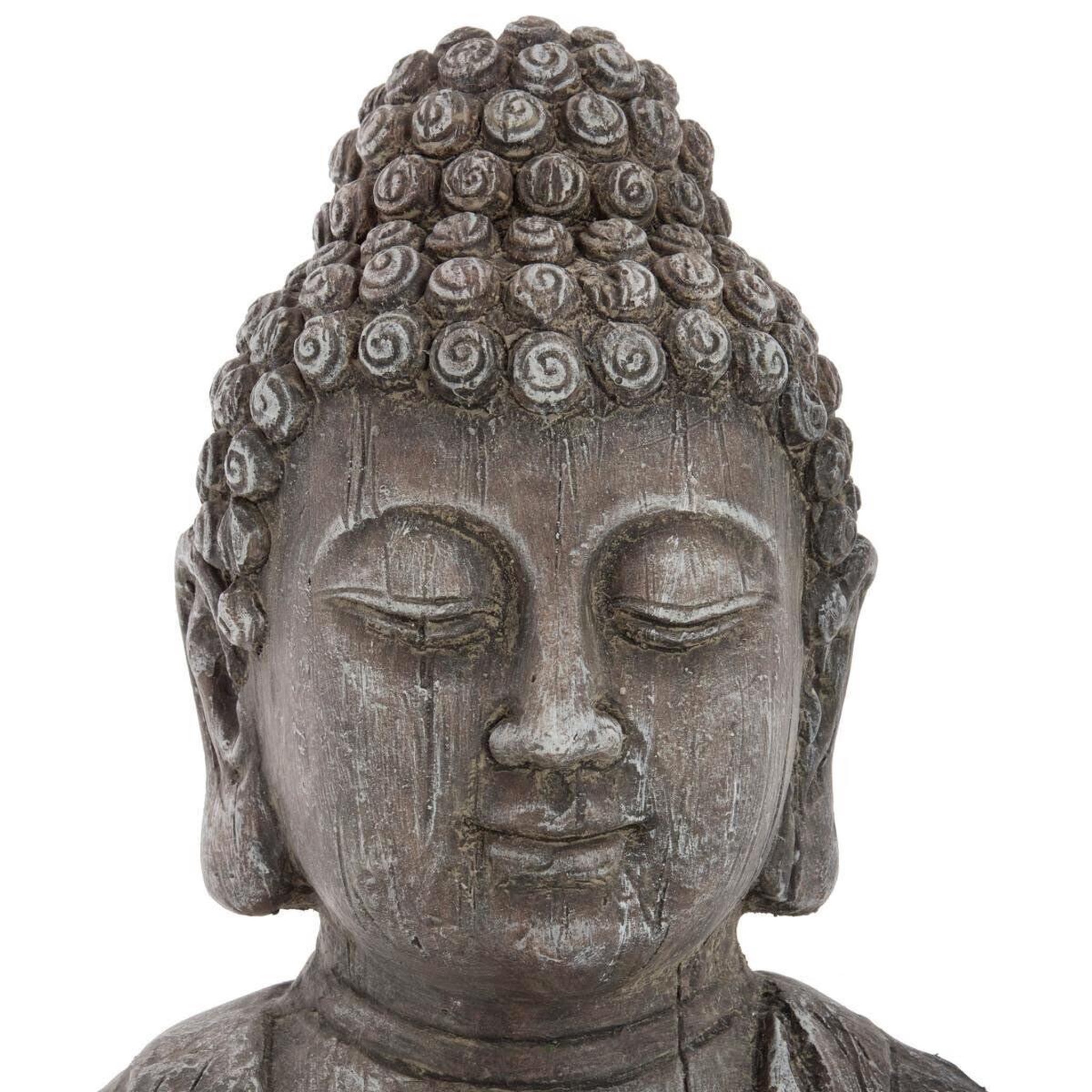 Voir la diapositive 2 : ATMOSPHERA Statuette de bouddha  effet bois  49cm gris