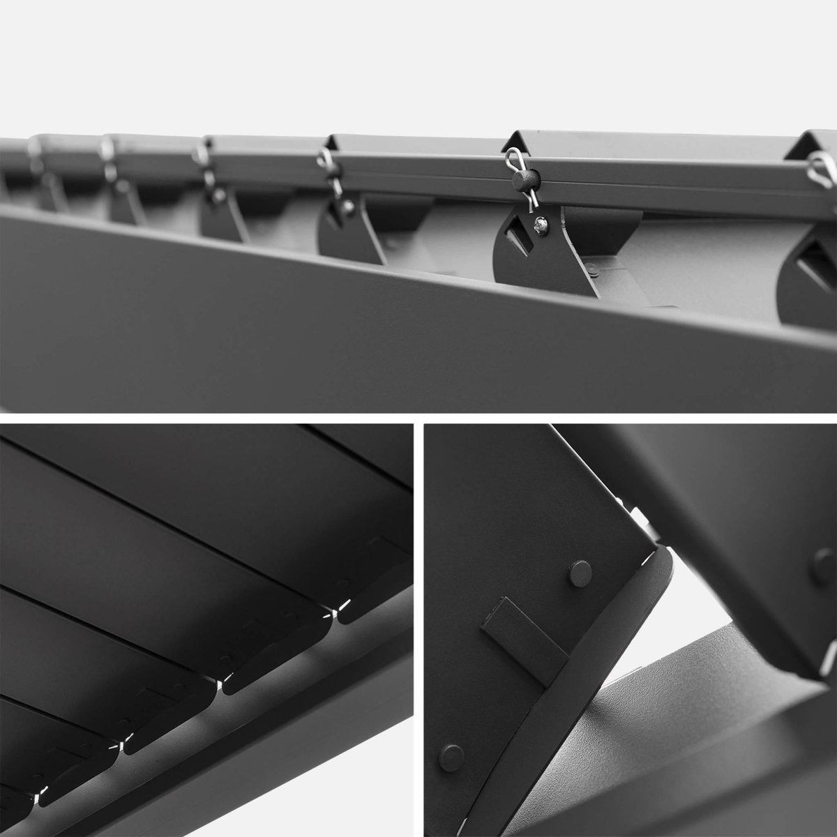 SWEEEK Pergola bioclimatique aluminium 4x3m + 1 persienne 100cm + 1 persienne 130cm Triomphe