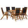 Voir la diapositive 1 : VIDAXL Ensemble a manger d'exterieur 7 pcs Bois d'acacia solide