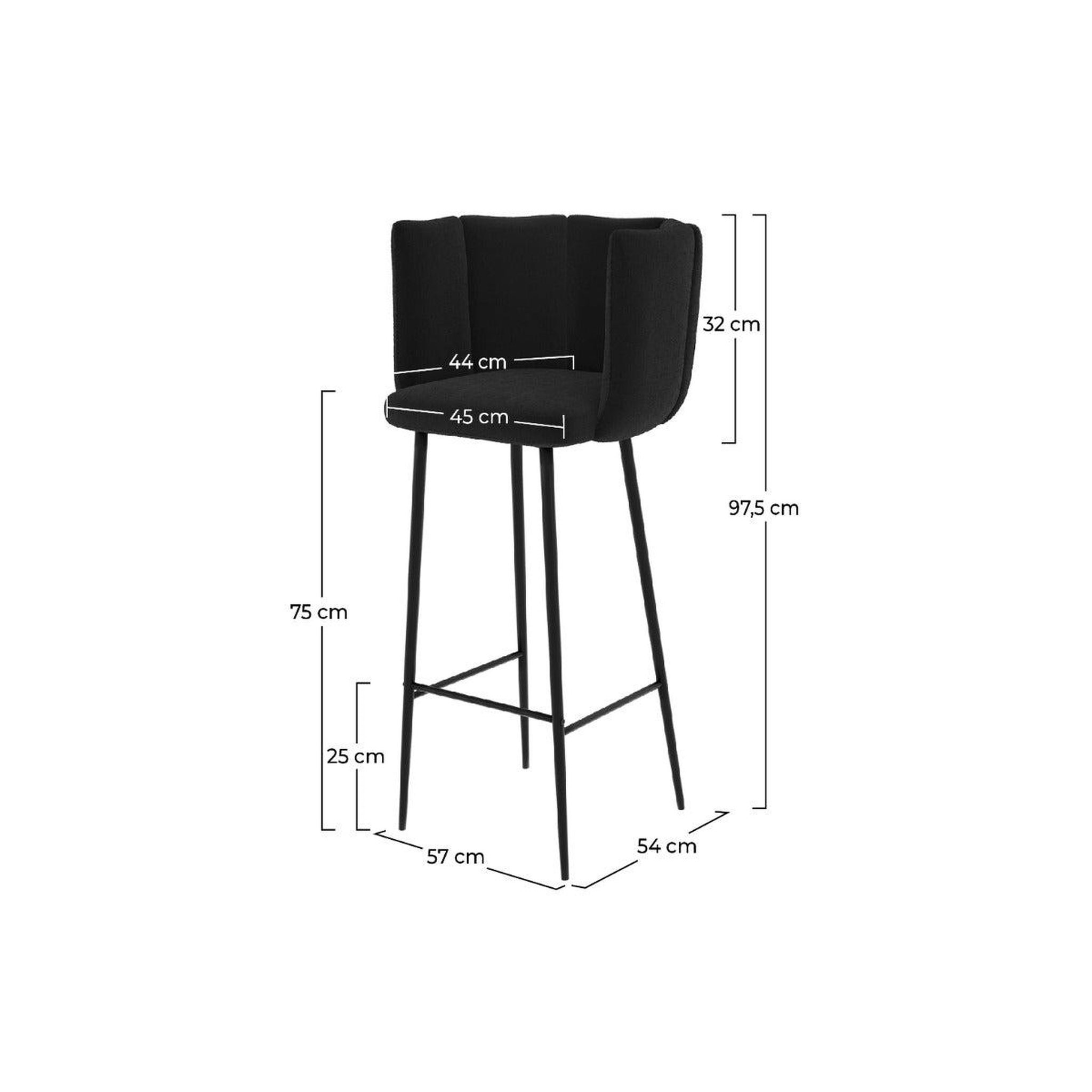 Voir la diapositive 4 : MAISON PAVANE Lot de 2 chaises de bar en velours noir 75 cm-rosy