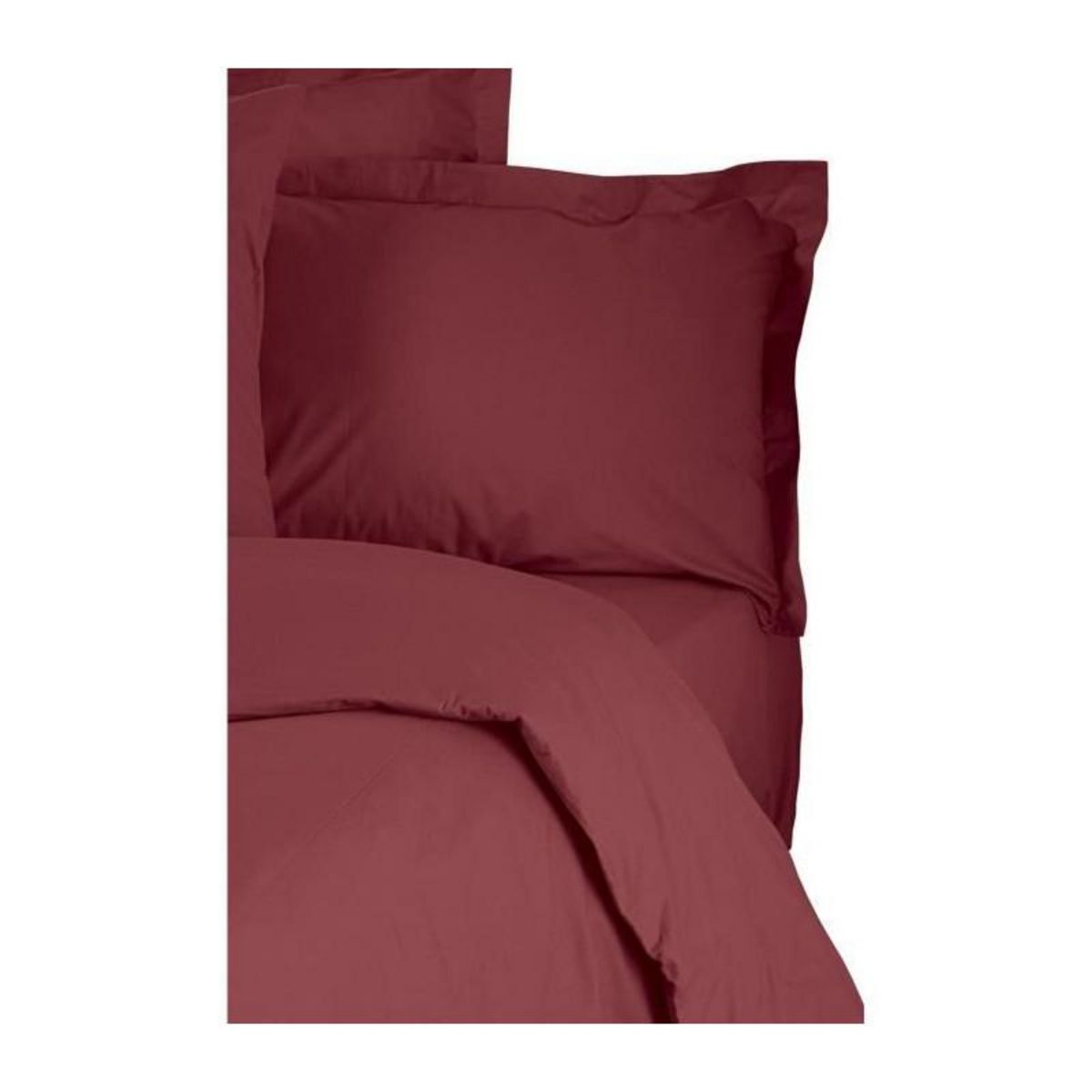 GENERIQUE Parure de lit - 1 housse de couette 220 x 240 cm + 2 taies d'oreiller 60 x 60 cm - 100% coton renforcé - Rouge